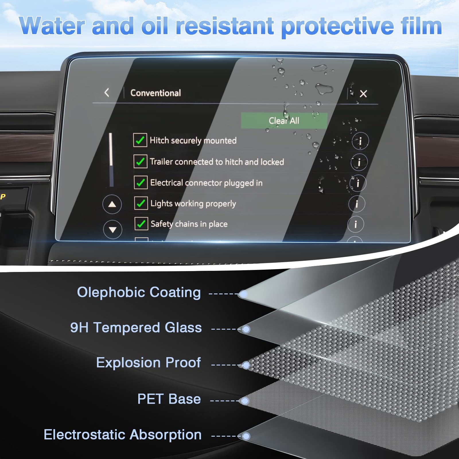 Sunsdrew 2Pcs Screen Protector For 2021 2024 2025 Chevy Tahoe/Suburban/Gmc Yukon Accessories 10.2 Inch Touch Screen Radio Display Protector 9H Tempered Glass Protective Film Anti Glare