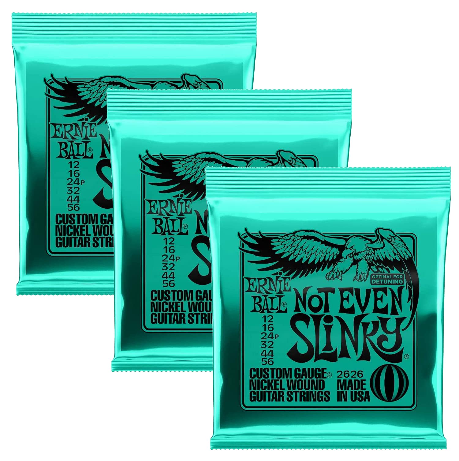 Ernie Ball 2626 Not Even Slinky 12 56 (3 Pack Bundle)