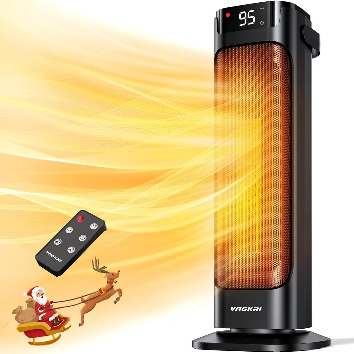Vagkri 24    Space Heater For Indoor Use, Fast Ceramic Heater With Remote And Thermostat, 3 Modes, Overheating & Tip Over Protec