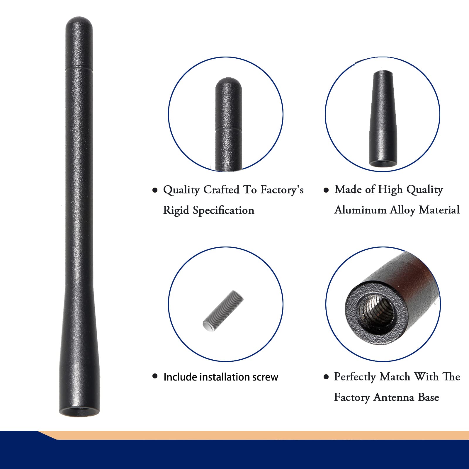 Anina 4.7' Car Radio Antenna Mast Compatible With 2006 2022 Gmc Sierra Chevy Silverado Cobalt Aluminum Alloy Car Washproof Antenna For Fm/Am Radio Signal Reception