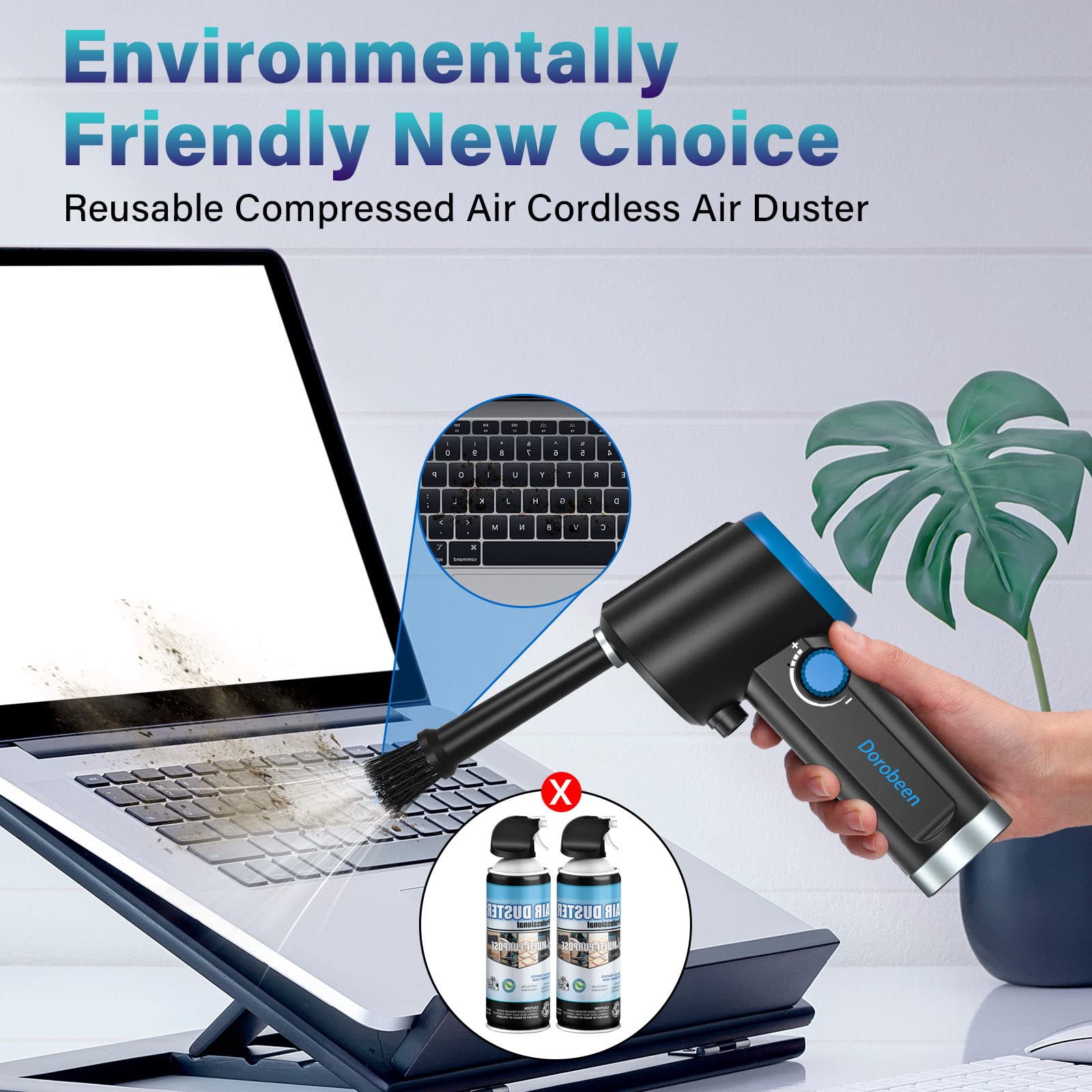 Dorobeen Compressed Air Duster, Electric Air Duster, Cordless Air Duster, Canned Air Duster For Computer, Keyboard Cleaner, Bldc