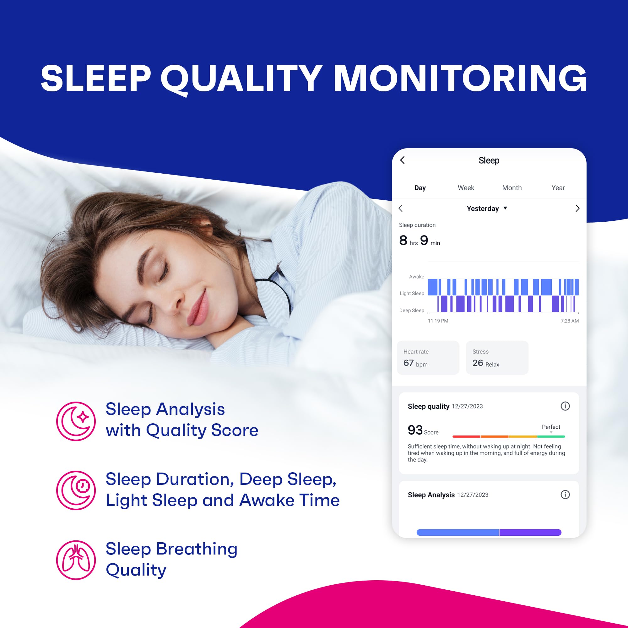 Octandra Active 2 Veryfit Fitness Tracker Heart Rate Spo2 Blood Oxygen Saturation Sleep Monitor Step Counter Pedometer Ip68 Wate