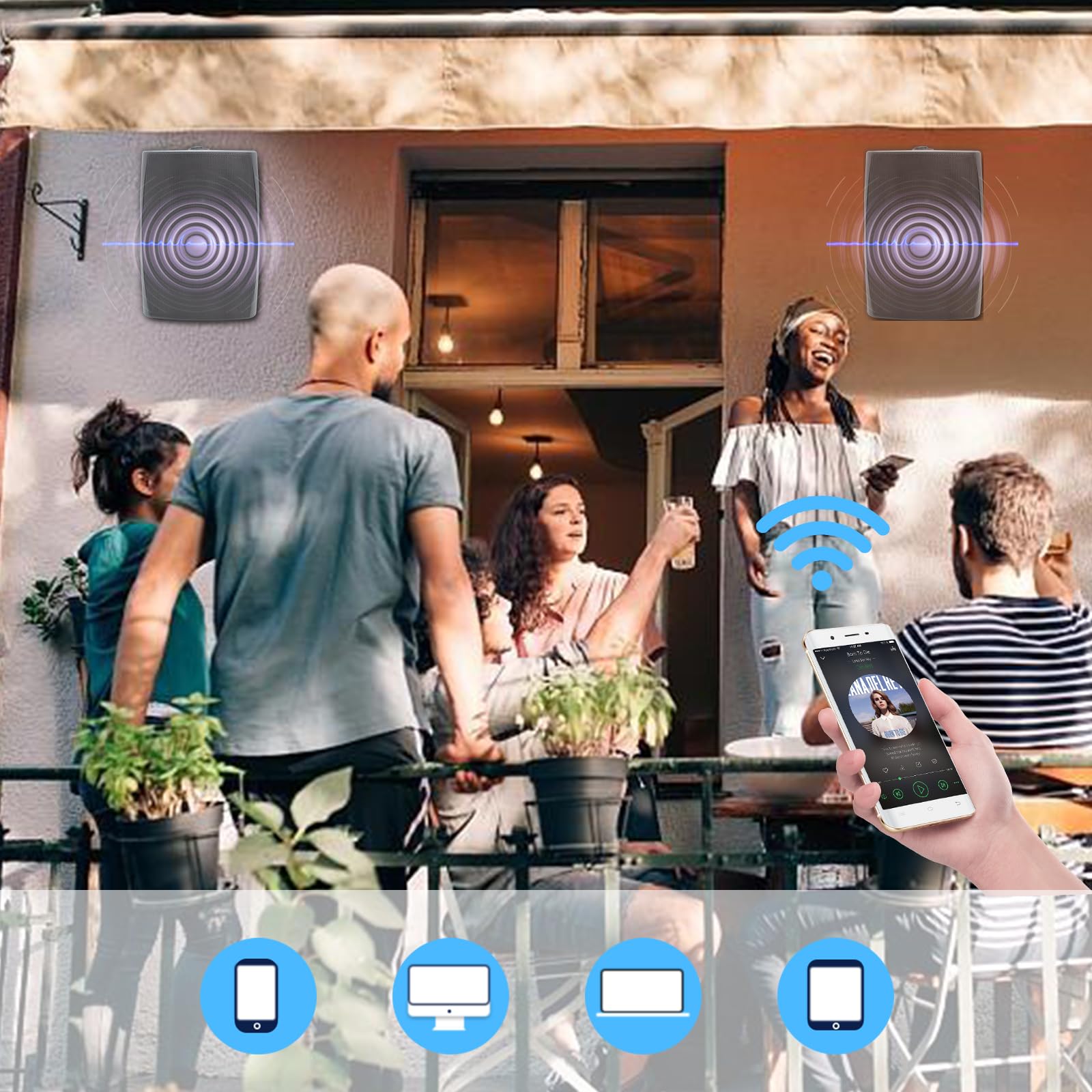 Herdio 6.5 Inches Indoor Outdoor Bluetooth Speakers Waterproof Wired 400 Watts With Powerful Bass,2 Way Wall Mount Speakers All