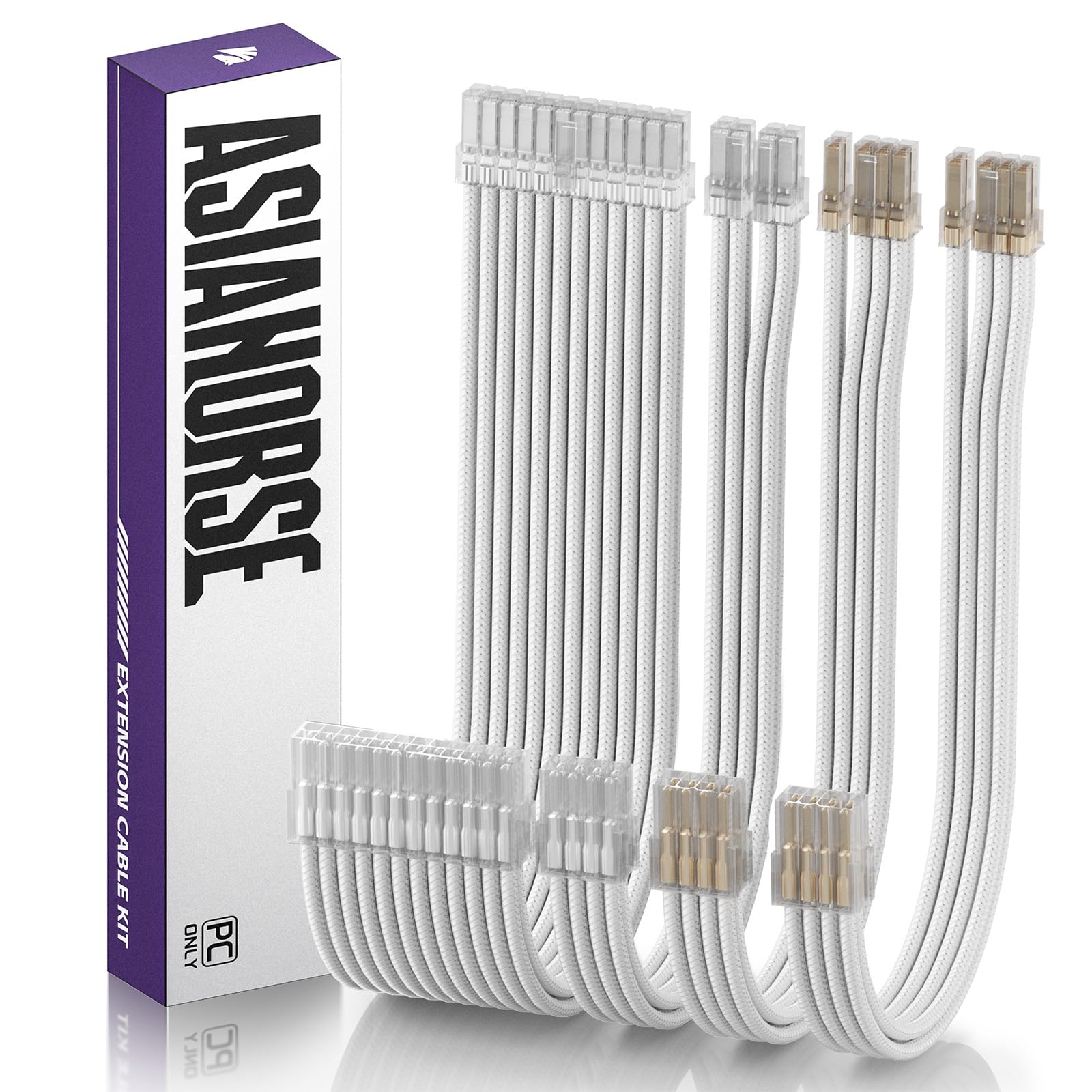 Asiahorse 16Awg Psu Cable Extension Kit, Sleeved Custom Mod Gpu Pc Audio Video Power Supply Soft Braided Cables With Comb Kit, 2