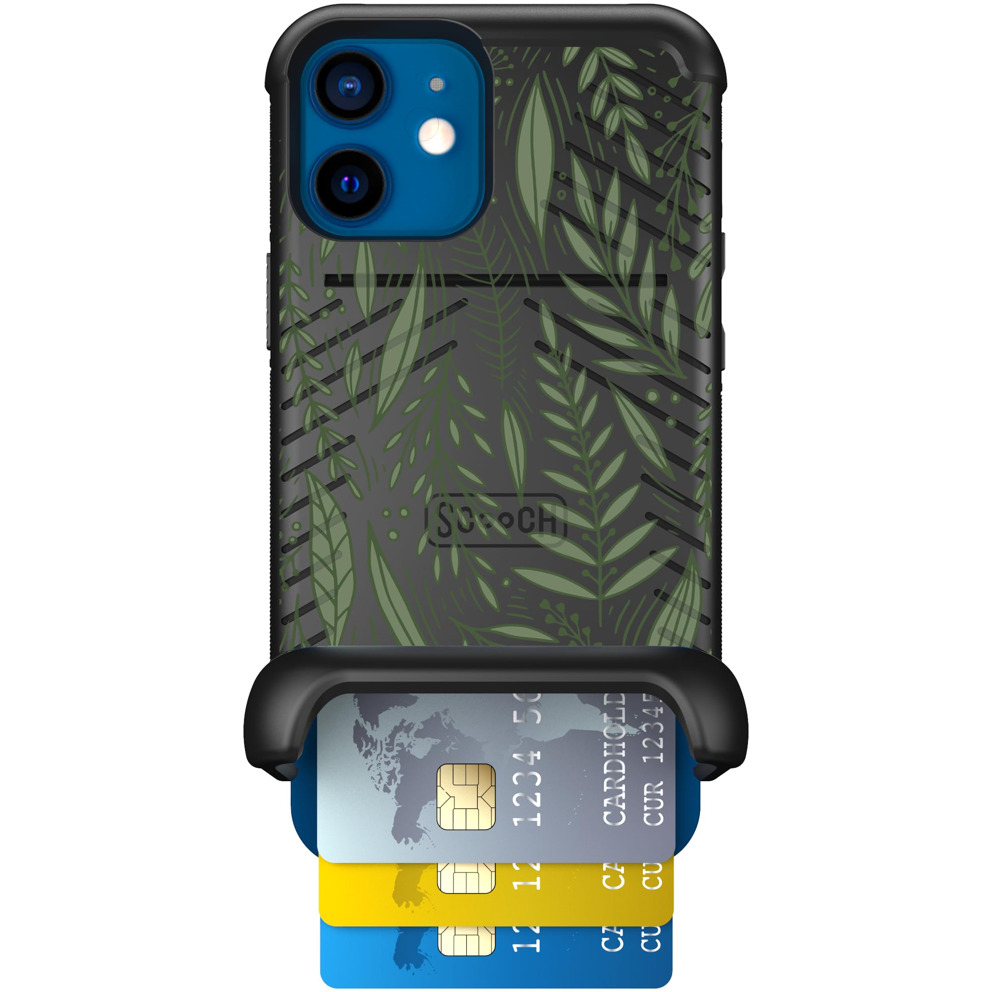 Scooch for iPhone 12 Mini Case with Card Holder, Wingmate Wallet Case with Hidden Card Slot and RFID Protection, Holds 3 to 4 Ca