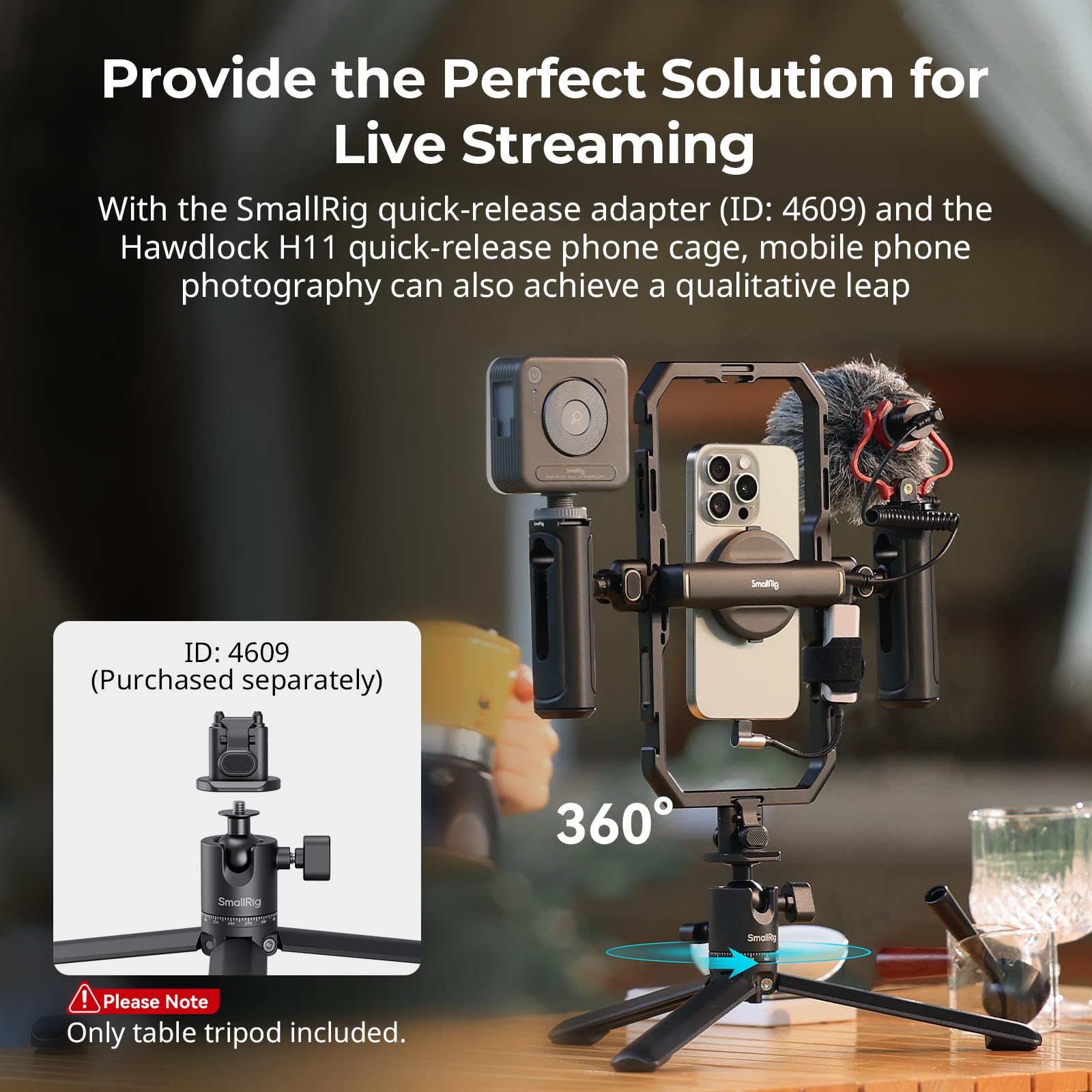 Smallrig Portable Mini Desktop Tripod, Aluminum Alloy Compact Small Tabletop Tripod With 360 Ball Head, 1/4 Screws Quick Release