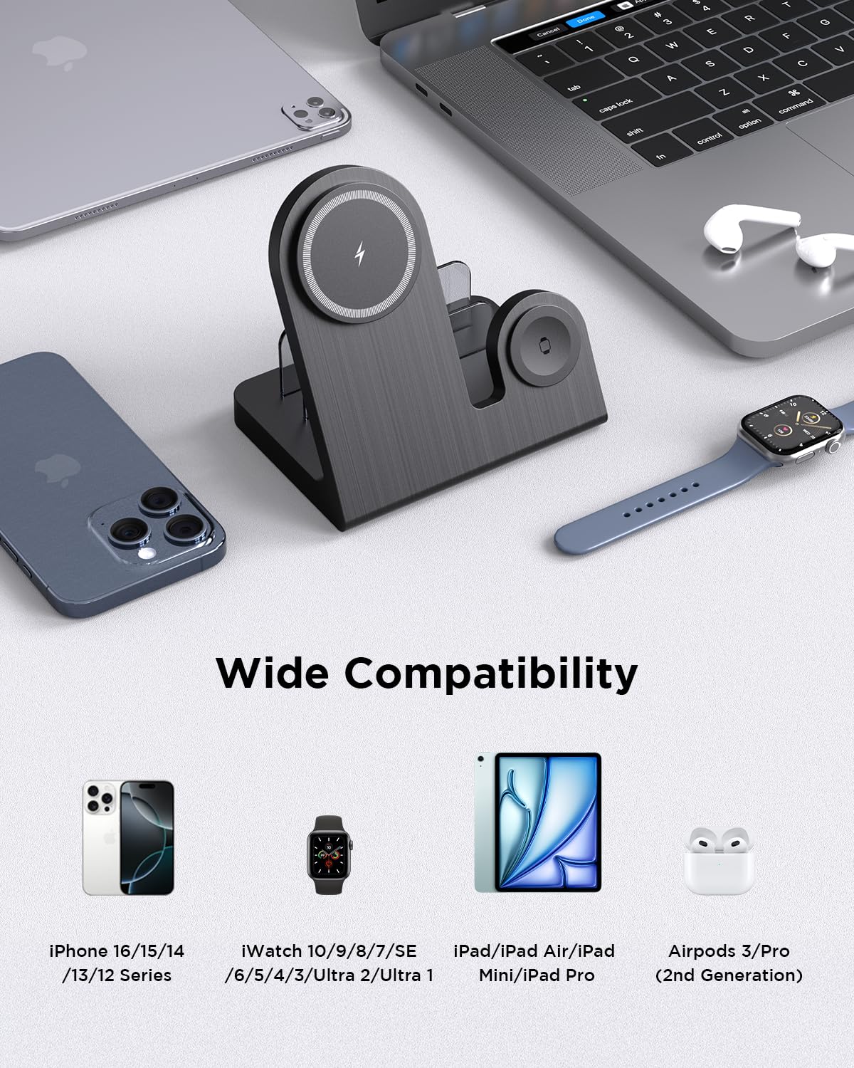 P1Euusy Wireless Mag-Safe Charger For Iphone: 3-In-1 Charging Station For Multiple Devices Apple - 18W Charging Stand For Iphone