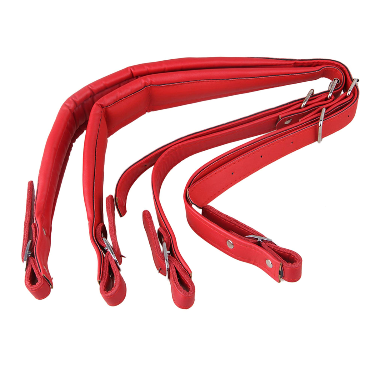 Yibuy Adjustable Accordion Shoulder Strap Set Artificial Leather Red Set Of 2