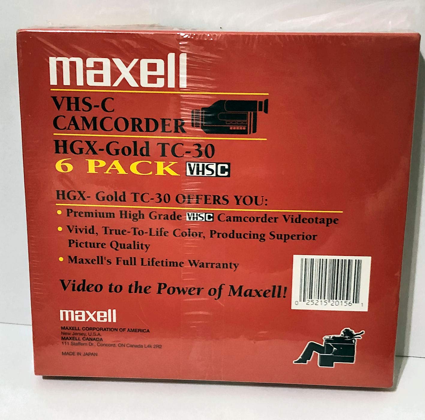 Maxell Vhs-C Camcorder, Hgx-Gold Tc-30, 6-Pack