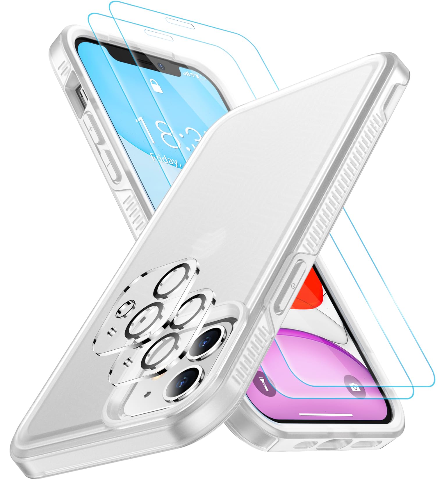 Spidercase Shockproof For Iphone 11 Case,[10 Ft Military Grade Drop Protection],Phone Charms With 2 Pcs[Tempered Glass Screen Pr