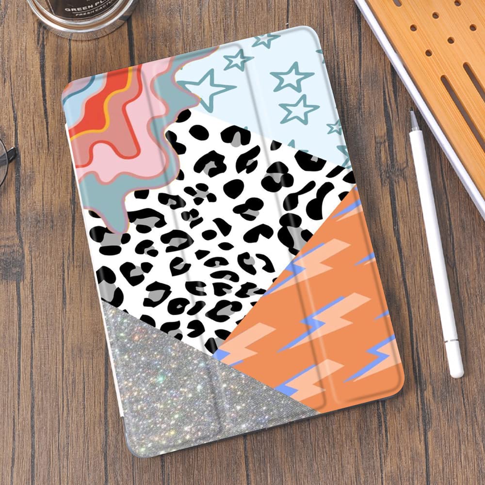 Idocolors Leopard Patchwork Pattern Pad Case White Case For Ipad 7Th/8Th/9Th Generation (Ipad 10.2 Inch Case 2019/2020/ 2021) Cu