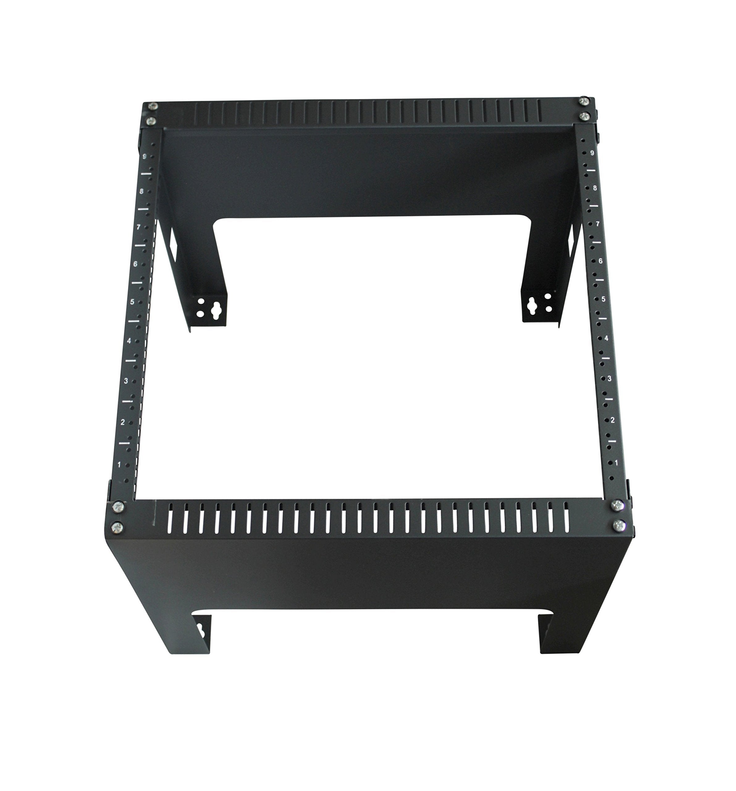 Kenuco Black 9U Wall Mount Open Frame Steel Network Equipment Rack 17.75 Inch Deep - Black - 9U - W19 X D17.75 X H19.25 (R