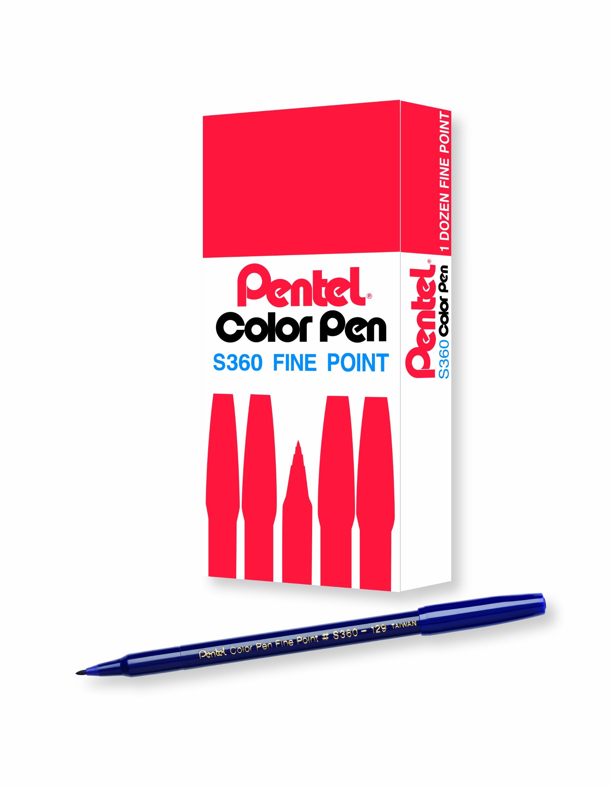 Pentel Arts Color Pen, Prussian Blue, Box Of 12 (S360 129)