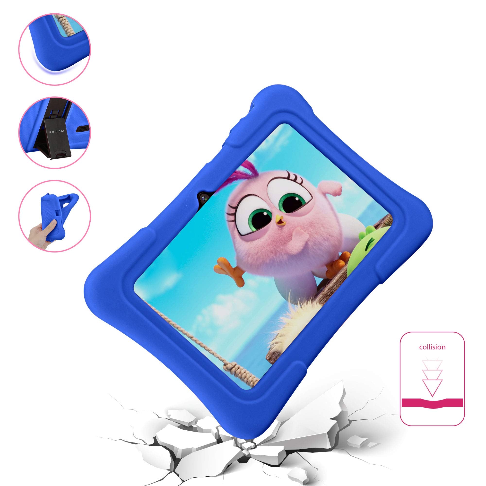 Pritom 7 Inch Kids Tablet, Quad Core Android 10, 32 Gb Rom, Wifi, Bluetooth, Dual Camera, Educationl, Games, Parental Control, K