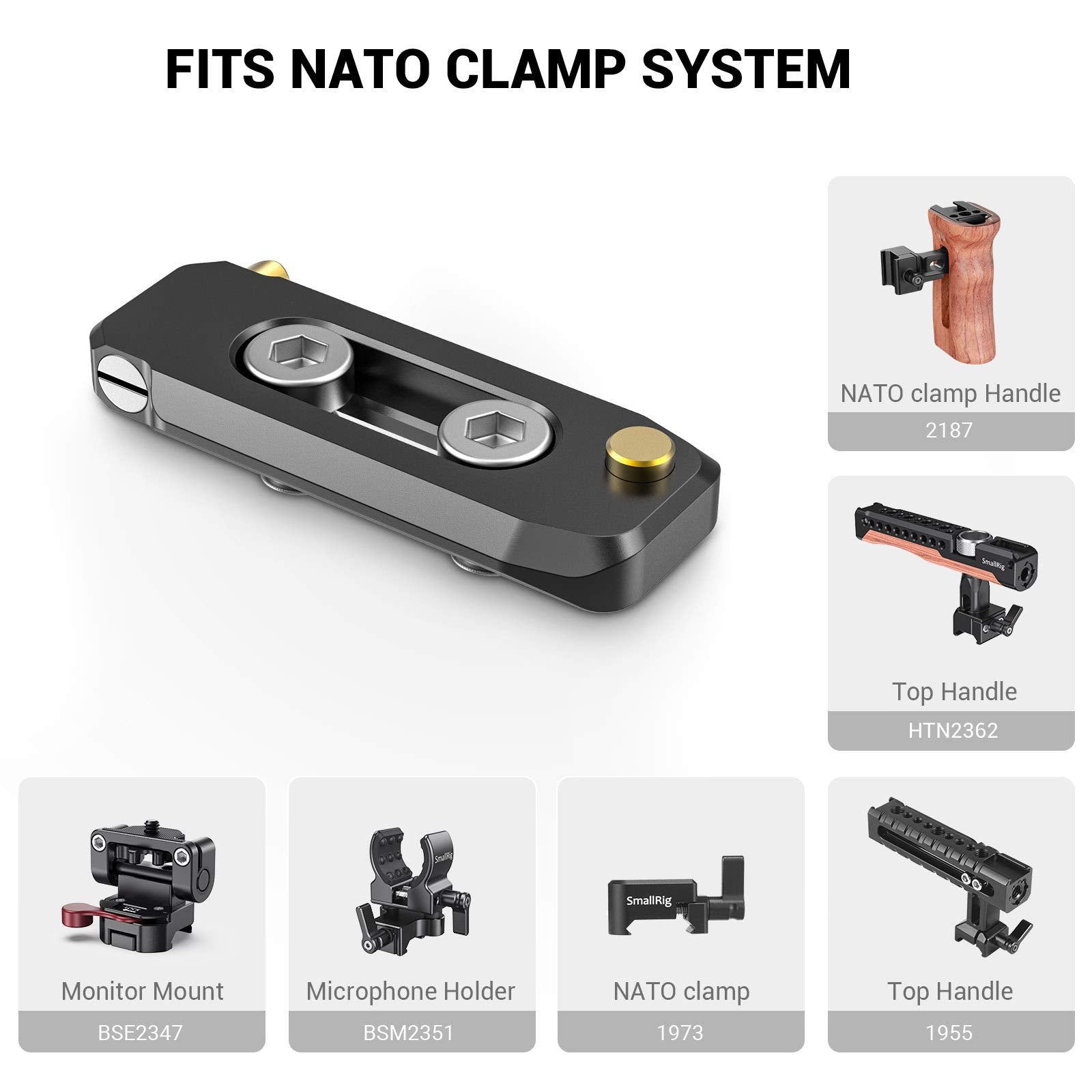 Smallrig Universal Low Profile Quick Release Nato Rail Safety Rail 50Mm/2Inches Long With 1/4'' Screws For Nato Handle Camera Ca