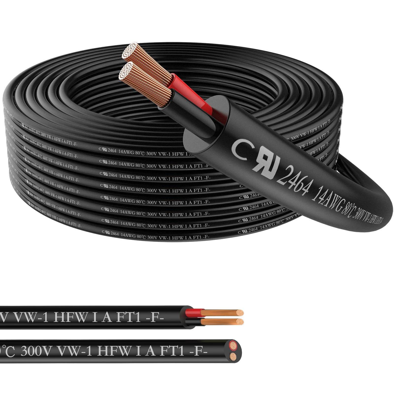 14 Gauge 2 Conductor Electrical Wire Stranded Pvc Red & Black Cord Pure Copper Cable 10 M / 32.8Ft Led Cable Flexible Extension
