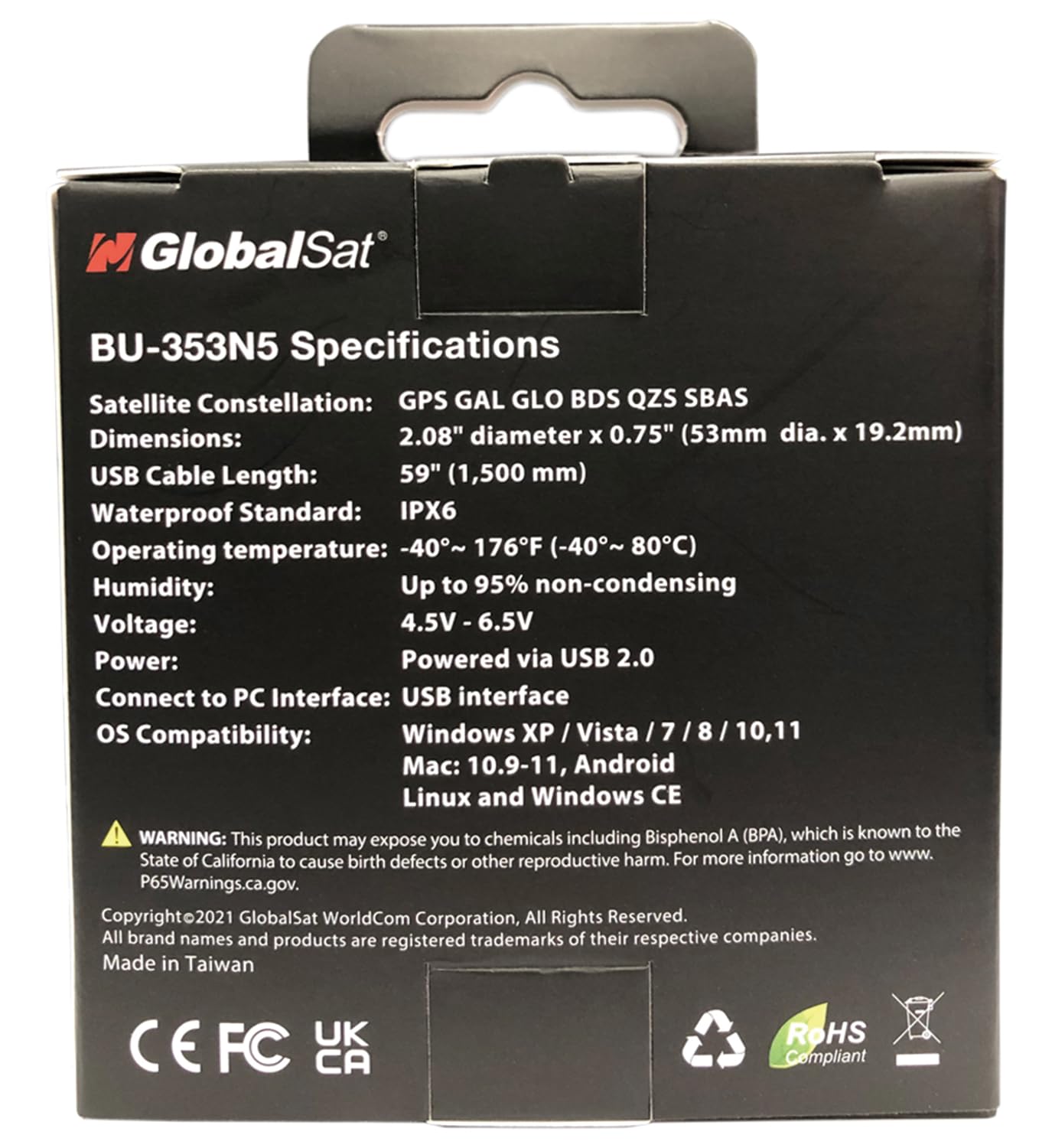 Globalsat Bu 353N5 Usb Gnss Receiver, Black