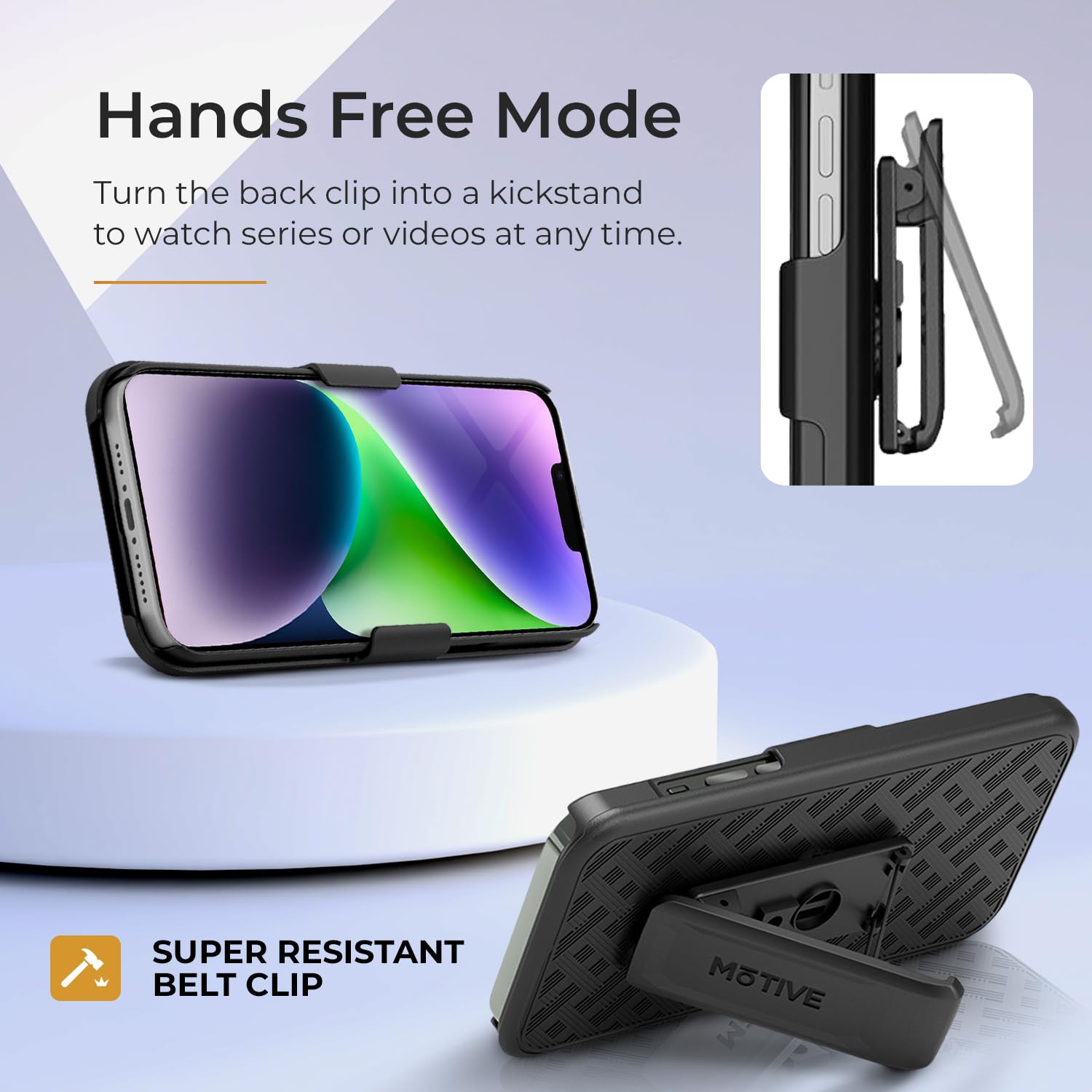 Motive For Iphone 14 Holster Case, Belt Clip Case For Apple Iphone 14, Shell Holster Combo 14, Slim Rugged Drop Shockproof Prote