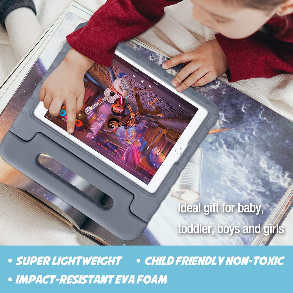 Procase Kids Case For Ipad 9Th Generation/Ipad 8/Ipad 7, Ipad 10.2 Case 2021 2020 2019/Ipad Air 10.5/Ipad Pro 10.5 Kids Case, Shockproof Lightweight Case With Convertible Handle Stand Grey