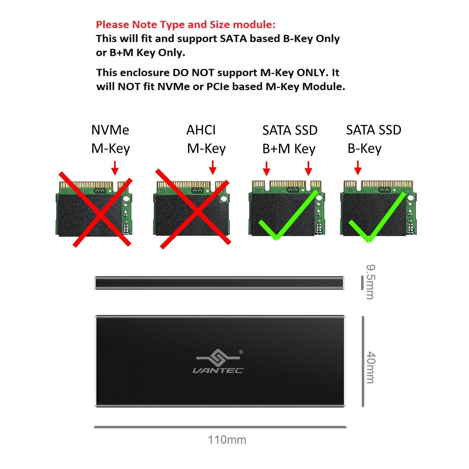 Vantec Nexstar Sx M.2 Ssd To Usb 3.0 Enclosure, Black (Nst M2Sts3 Bk)