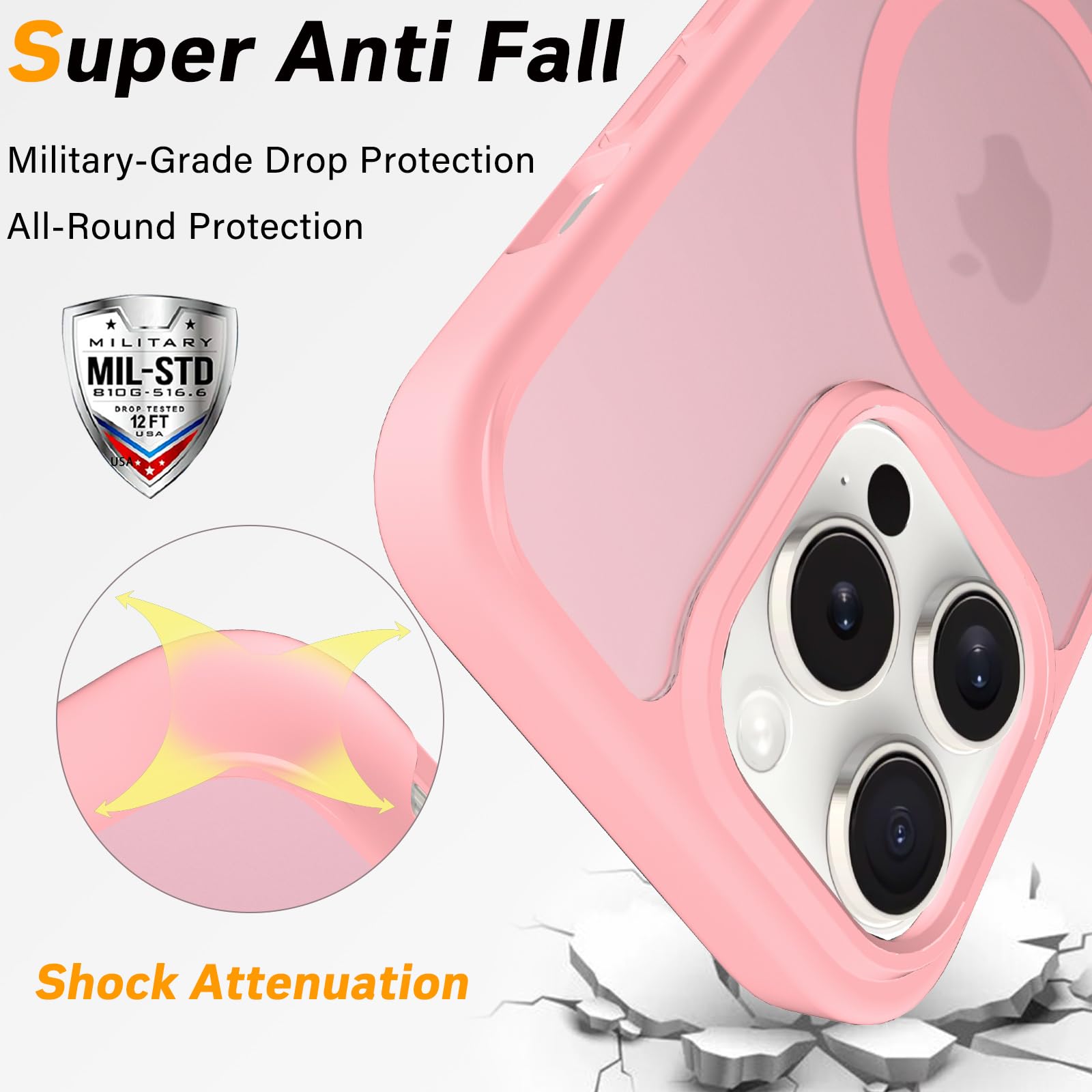 Pinlisheng Magnetic For Iphone 15 Pro Case,Compatible With Magsafe, Military Grade Drop Tested, Shockproof Matte Finish Transluc