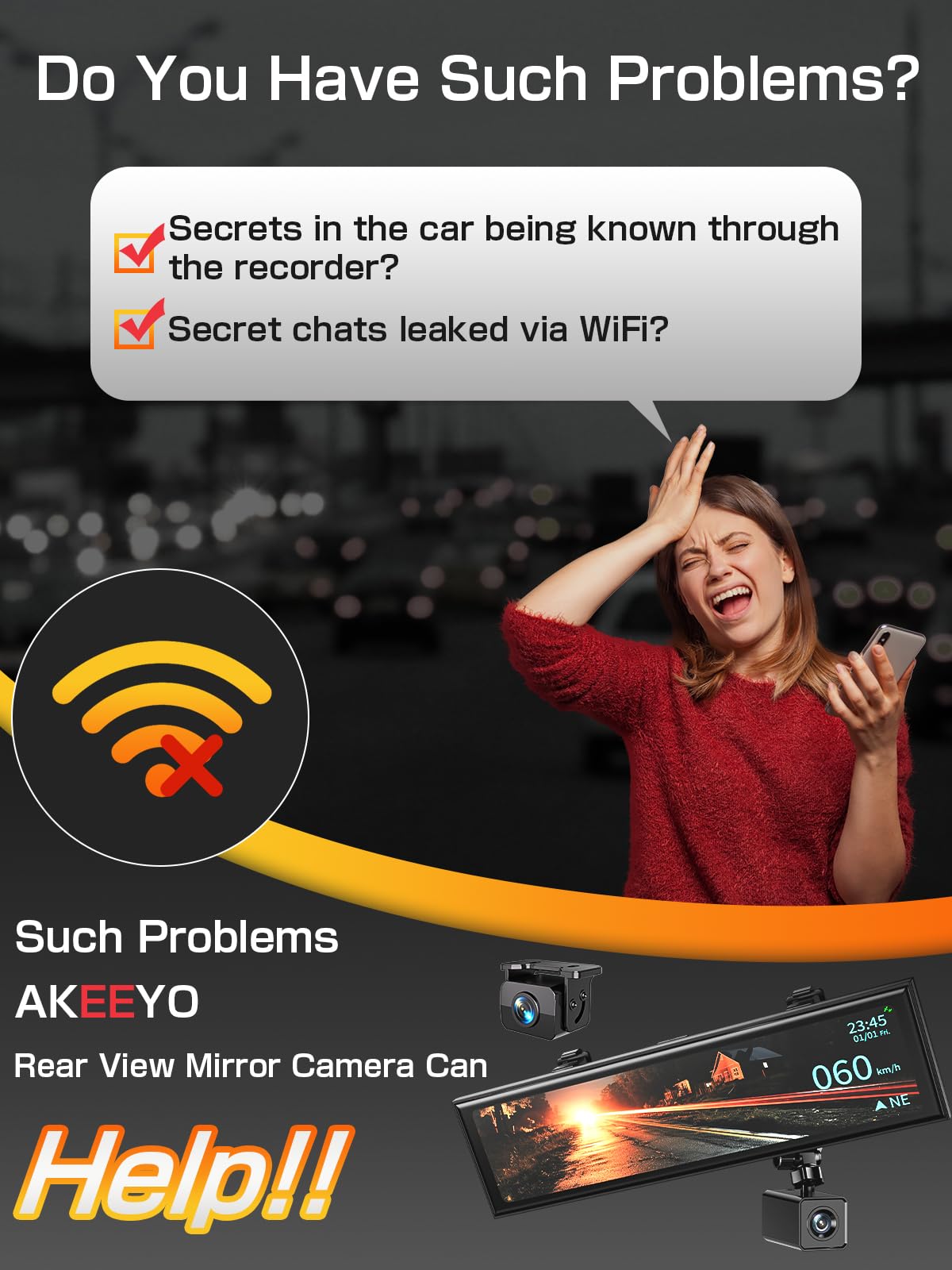 Super Night Vision Rear View Mirror Camera With F1.0 Aperture Lens,Ai Vision Radar,Bsd Hdr/Wdr,Touch Screen Smart Mirror Dash Ca