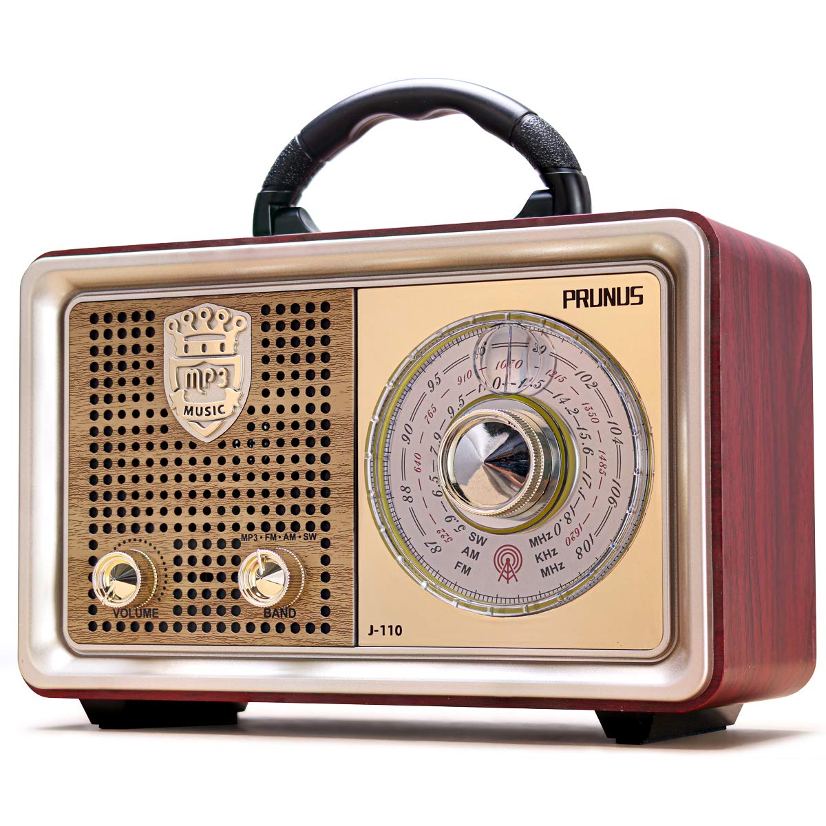 Prunus J110 Retro Radio Bluetooth Speaker Portable Am Fm Shortwave Radio Transistor Battery Operated Vintage Radio With 3 Way Power Sources, Enhanced Bass, Aux Tf Card Usb Disk Mp3 Player For Gift