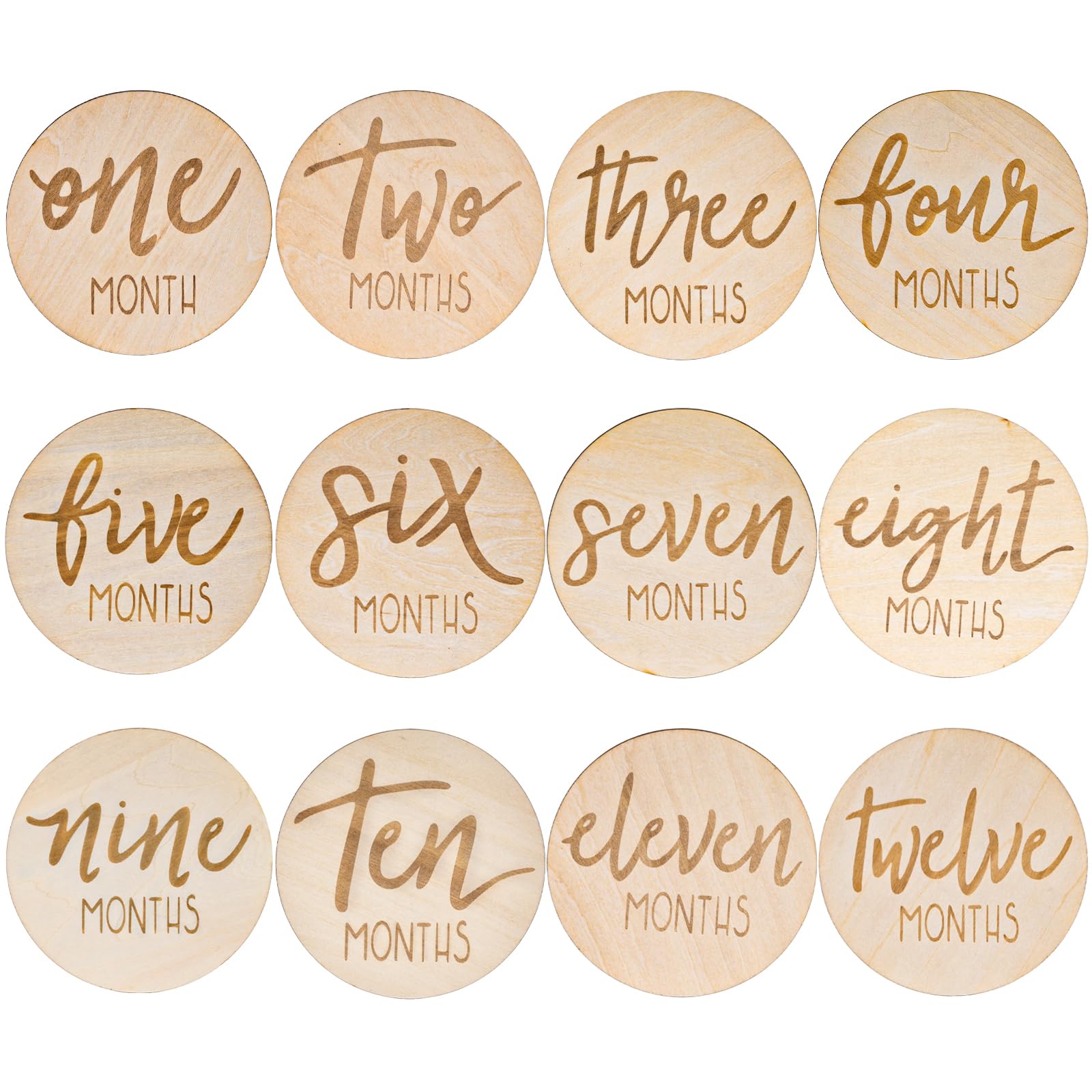 Amor Present 6Pcs Monthly Milestone Marker Discs, Wooden Baby Monthly Cards Double Sided Photo Props For Boys Girls Gifts