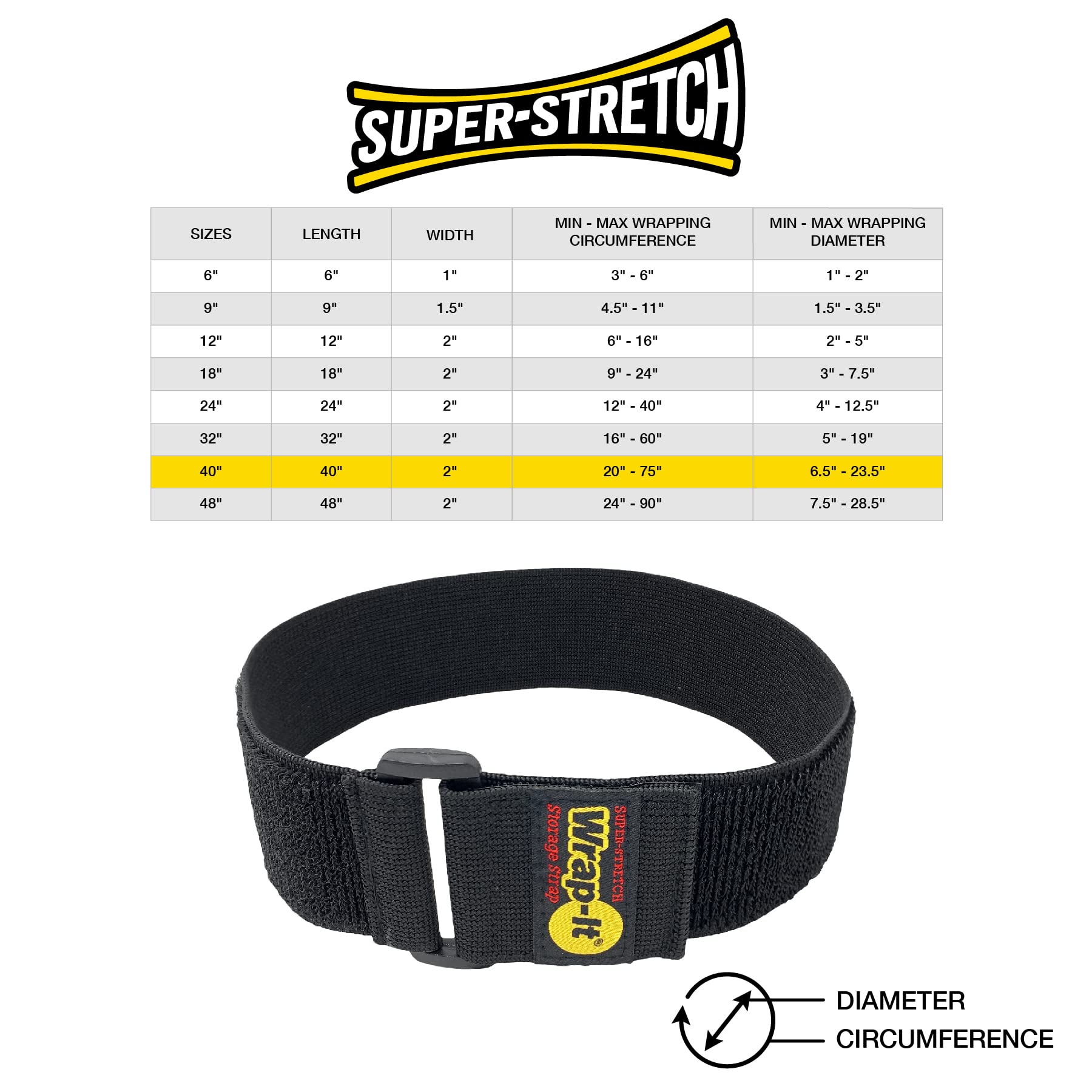 Super Stretch Wrap It Storage Straps, 40 In X 2 In (3 Pack)   Elastic Hook And Loop Cinch Straps   Pool Hose And Cable Straps, G