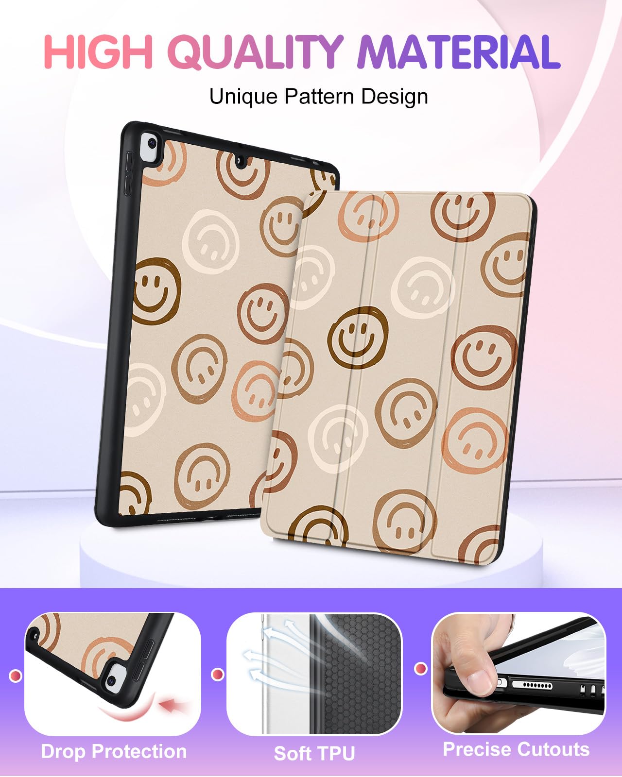Uppuppy Premium Pu Leather Case For Ipad 9Th Generation, Magnetic Sleep/Wake Function, Multiple Stylish Designs, Adjustable Angl