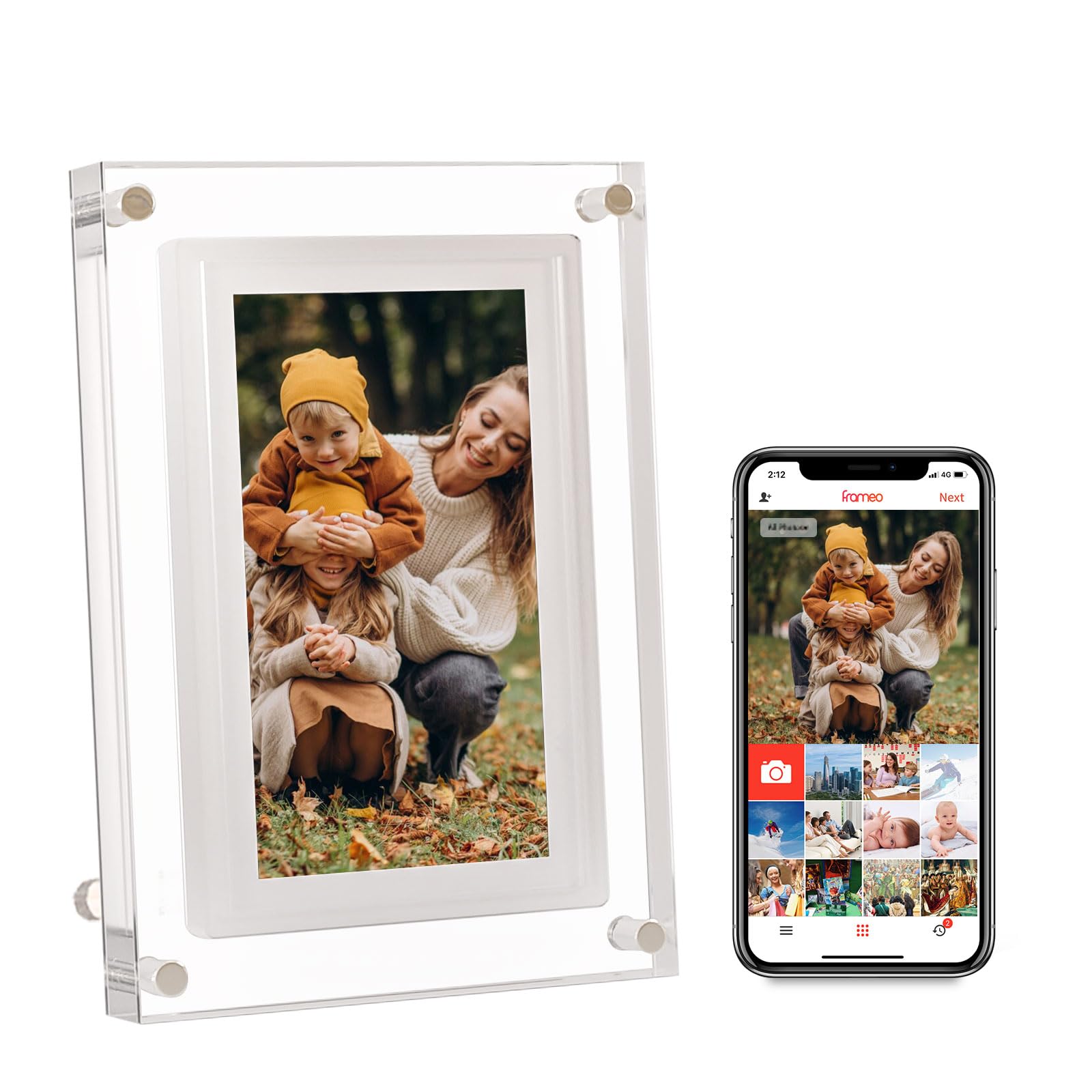 Frameo 7 Inch Wifi Digital Picture Frame, Smart Digital Photo Frame 1280X800 Hd Ips Touchscreen, 32Gb Memory, Auto Rotate, Photo