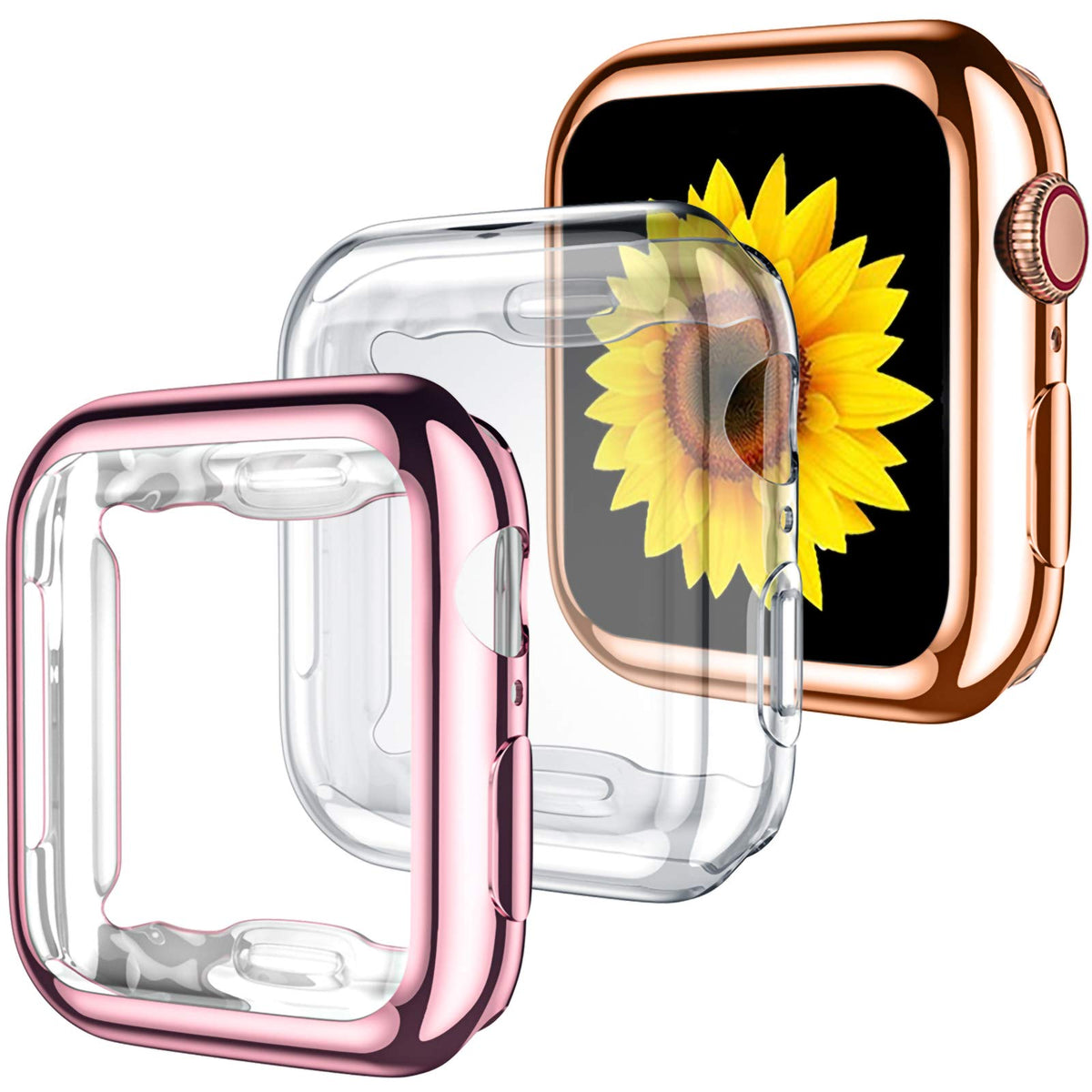 Geak For Apple Watch Case 40Mm Series 6 Series 5 With Screen Protector, 3 Pack Soft Tpu Ultra Thin Cover All Around Protective C