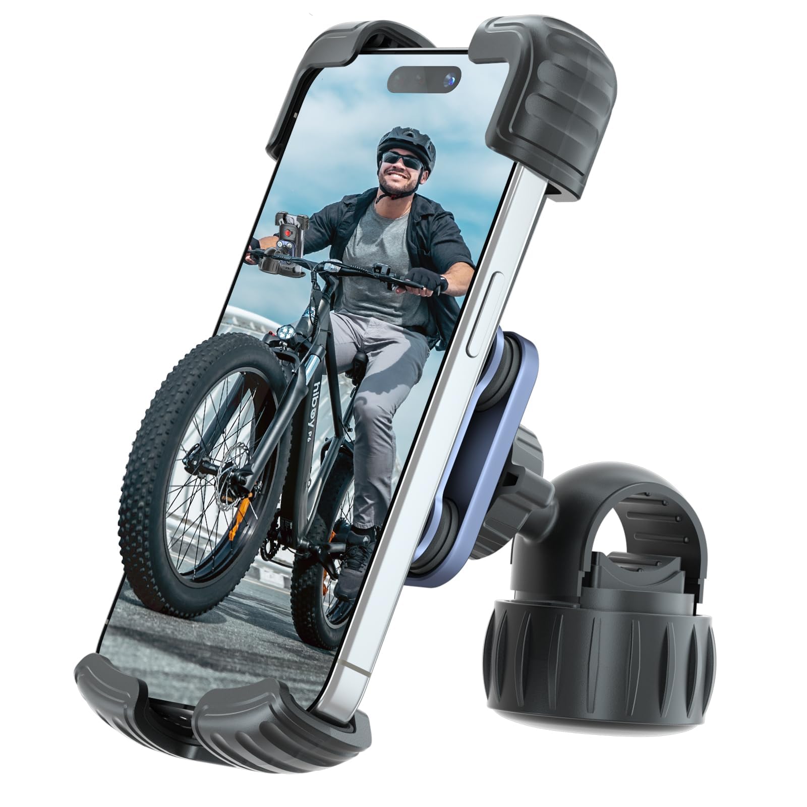HiboyRide Motorcycle Phone Mount Holder - Upgrade Vibration Dampener - 360 Rotatable Bicycle Phone Holder, Bike Handlebar Phone