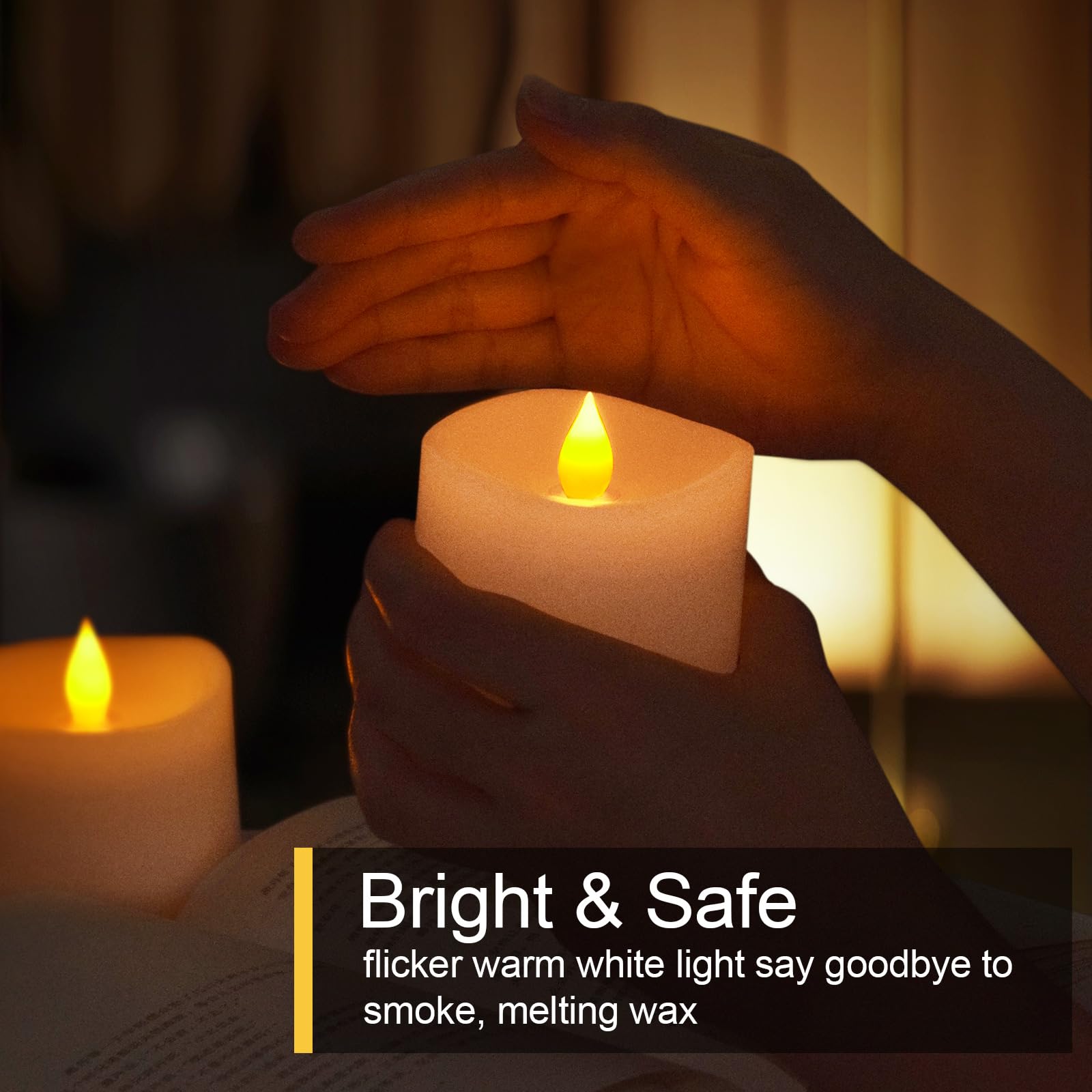 Genwelled Life Plus Flickering Flameless Led Candles Battery Operated Candle 2Aa 600 Hours White 3X3 Inch Set Of 3 Real Wax Pill