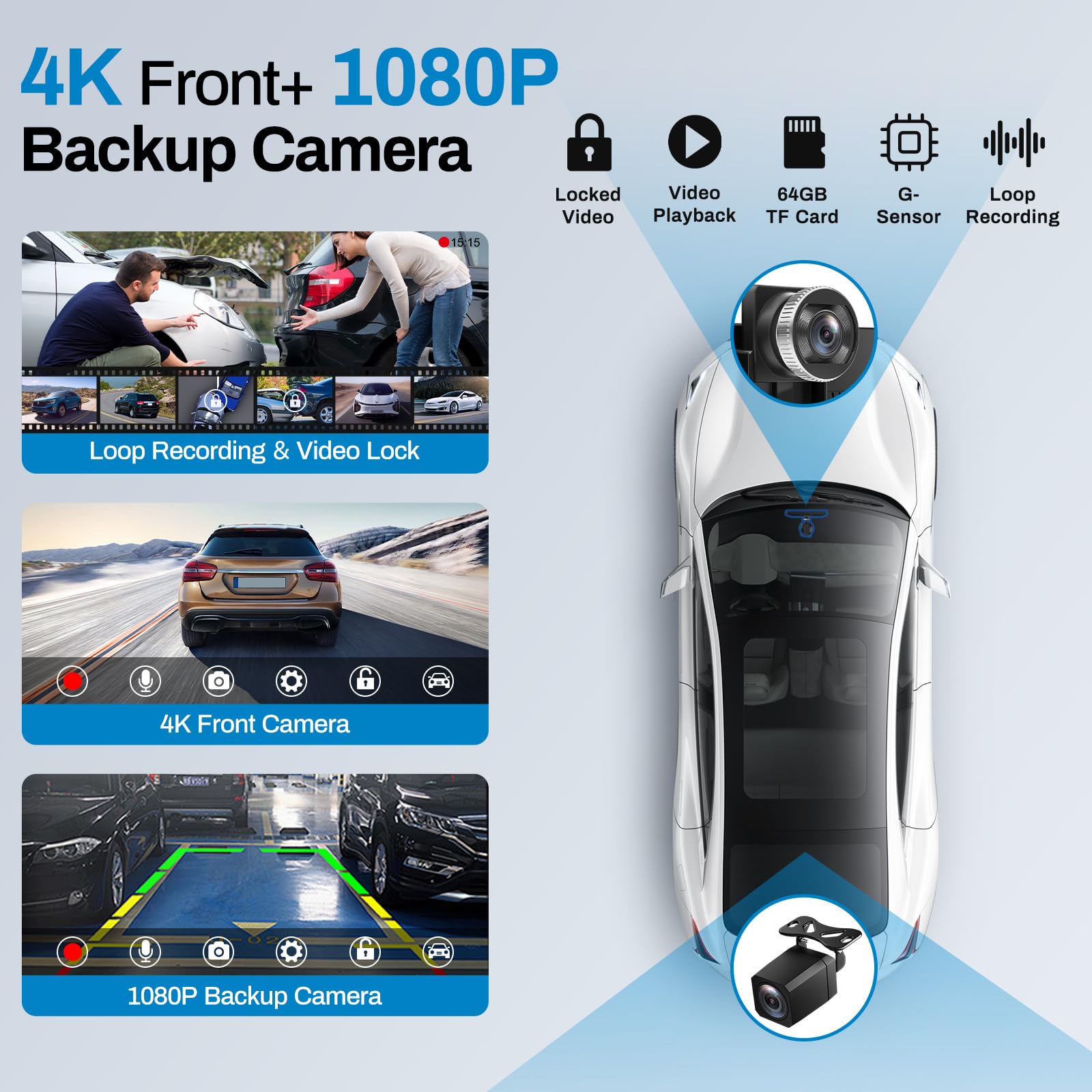 Boxgvo Wireless Carplay Screen For Car With 4K Dash Cam, 9 Portable Carplay & Android Auto, Car Touchscreen With 1080P Backup Ca