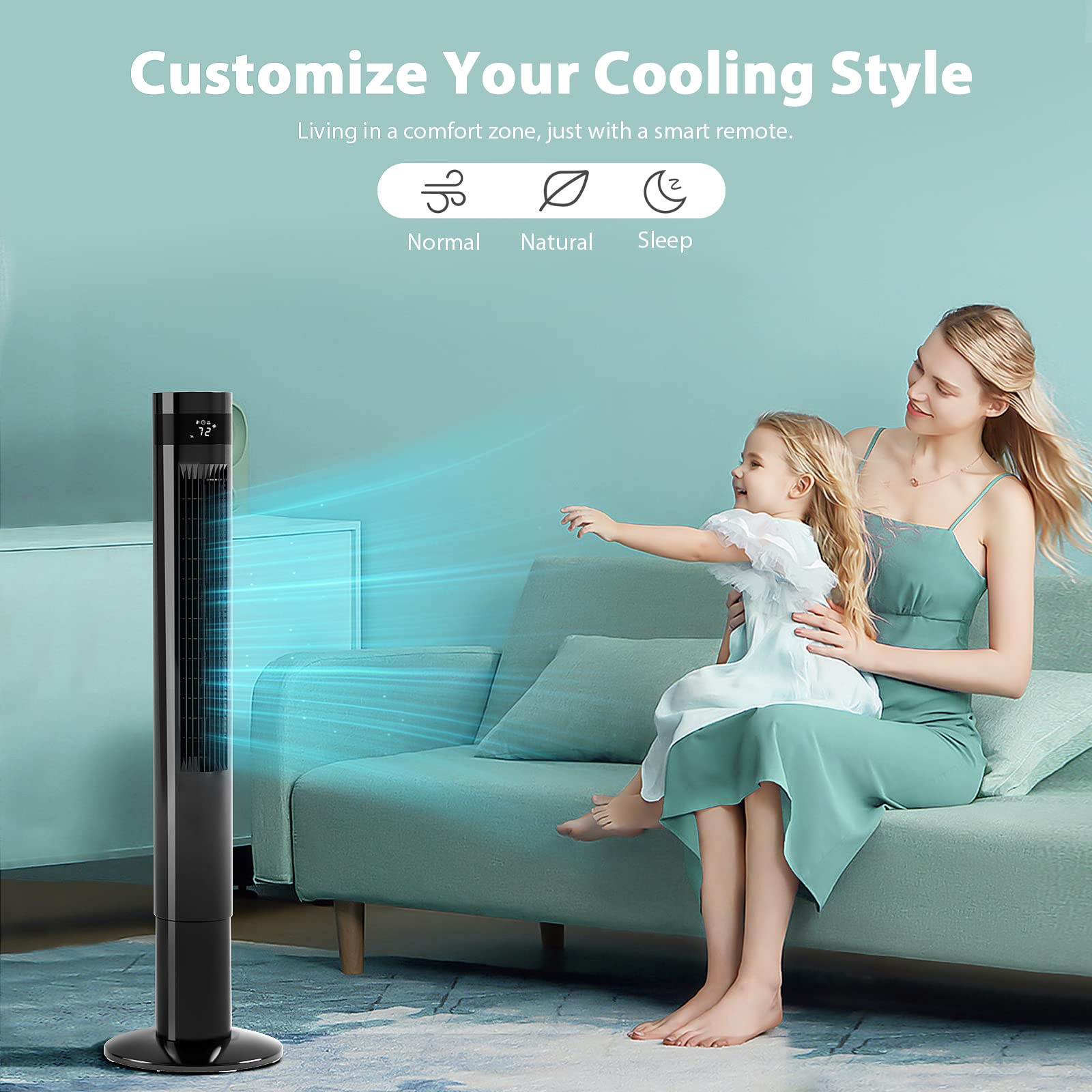 Antarctic Star Tower Fan Portable Floor Fans 85Oscillating Fan 43 Quiet Cooling 12H Timer Remote Control Standing Bladeless El