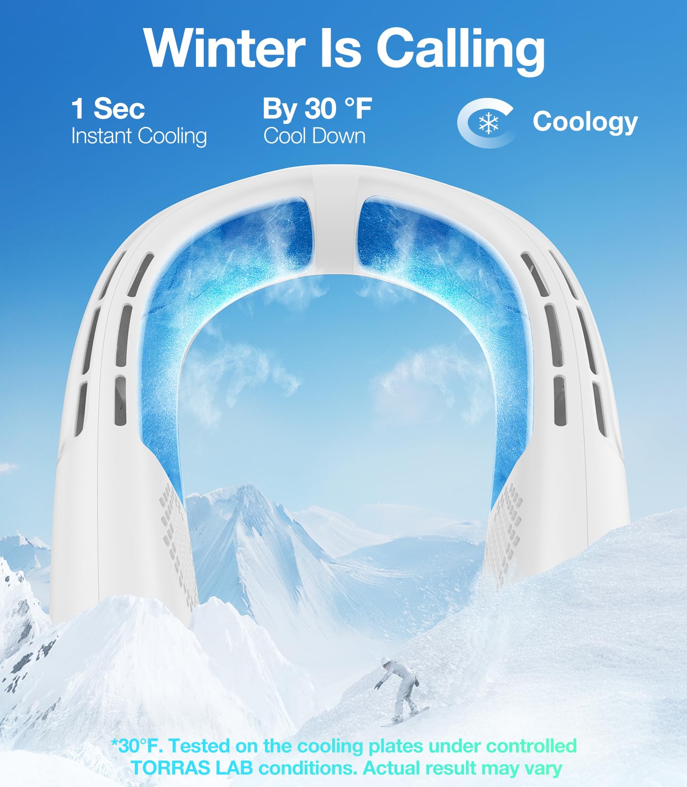 Torras Coolify 2S Neck Air Conditioner, Portable Personal Cooler And Heater Strong Wind, 3 Speed, App Control Neck Fan Rechargea