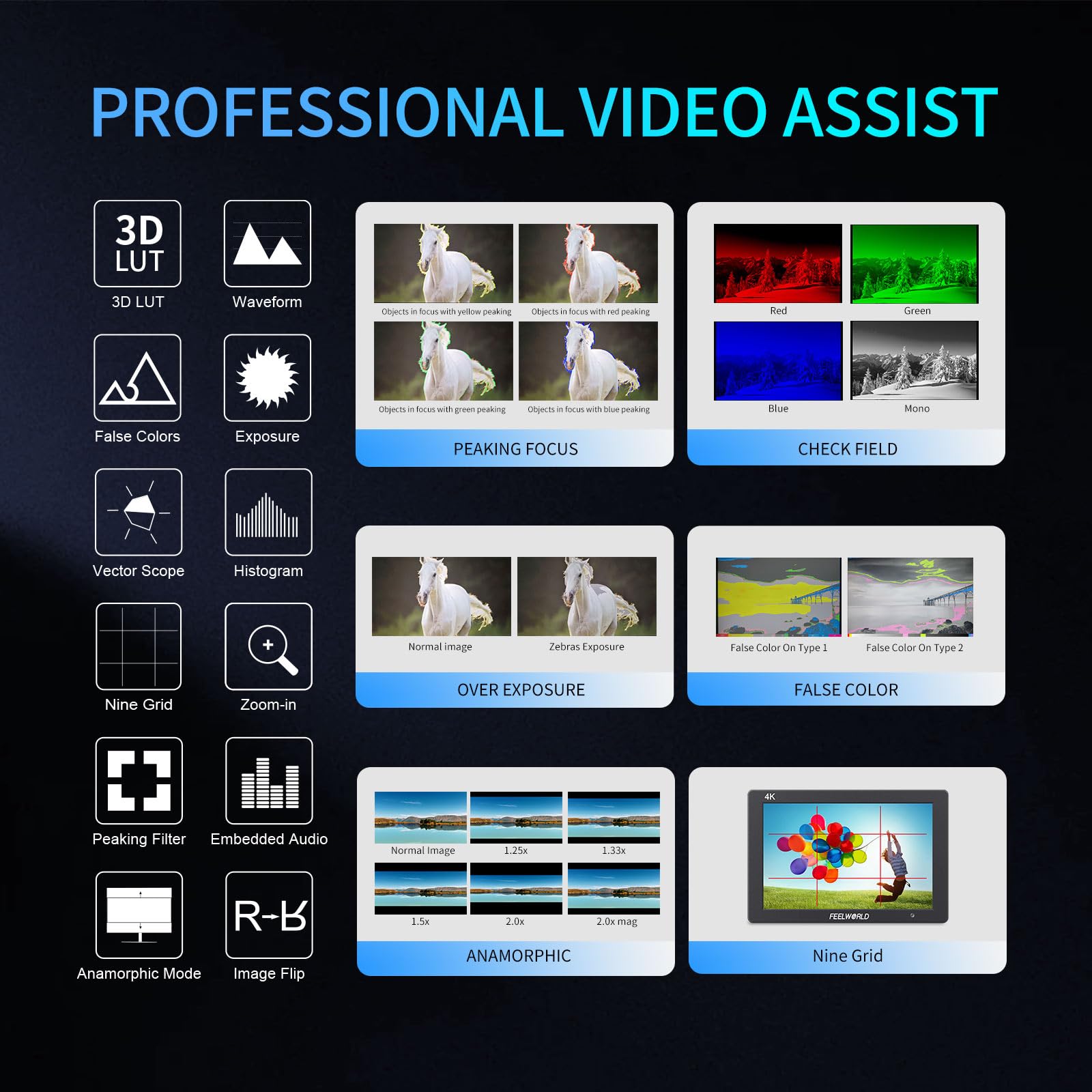 Feelworld T7 7 Inch Dslr On Camera Field Monitor Video Assist Full Hd 1920X1200 4K Hdmi Input Output With Peaking Focus Rugged A