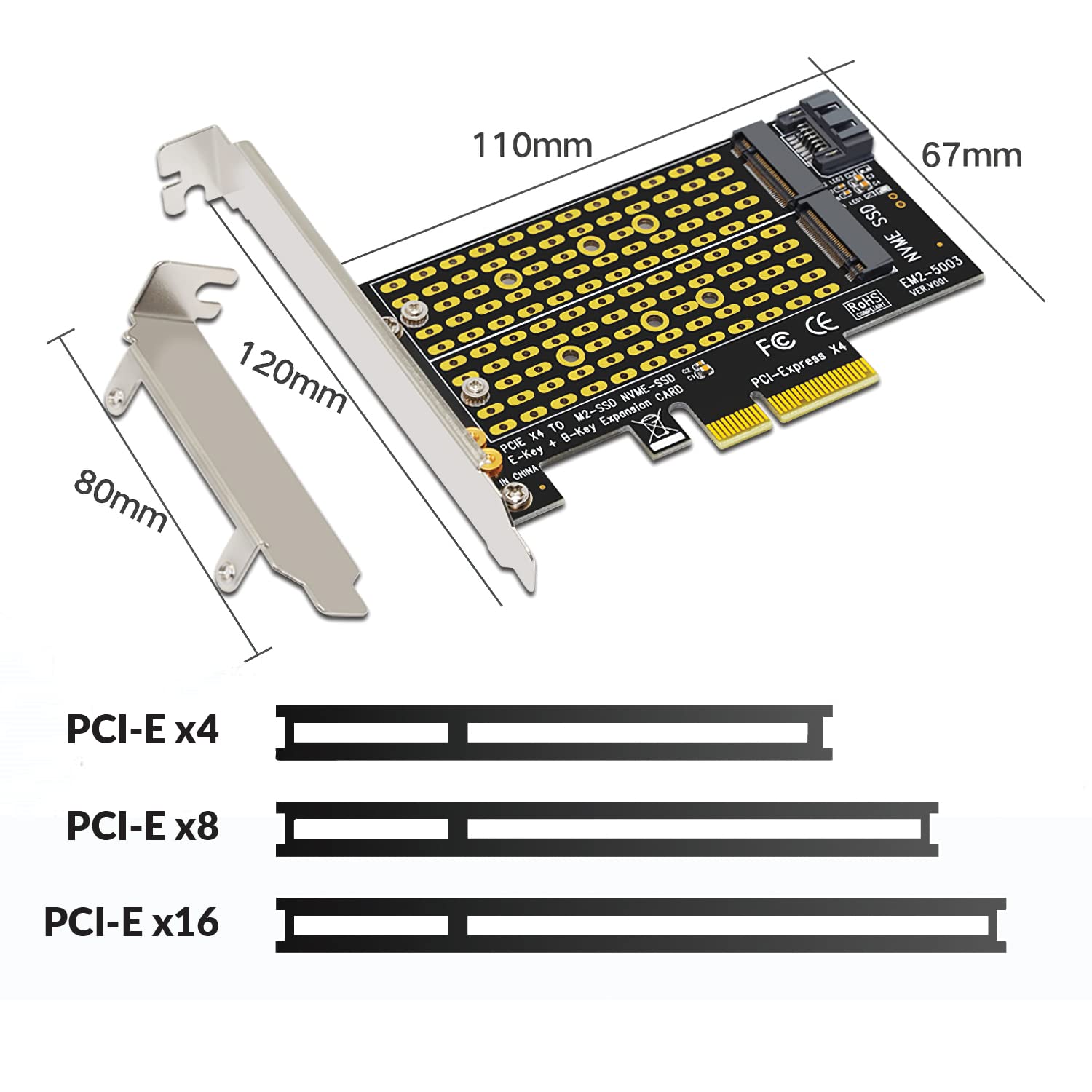 Dracaena Dual M.2 Ssd To Pci Express 3.0 X4 Adapter Expansion Card For Pcie Nvme Sata M2 Ngff Ssd 2230 2242 2260 2280