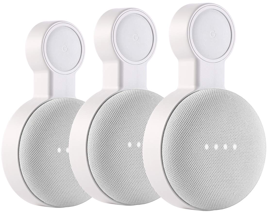 Outlet Wall Mount Holder For Google Nest Mini And Google Home Mini, A Space Saving Accessories With Cord Management For Google Mini Smart Speaker, No Messy Wires Or Screws (3 Pack)