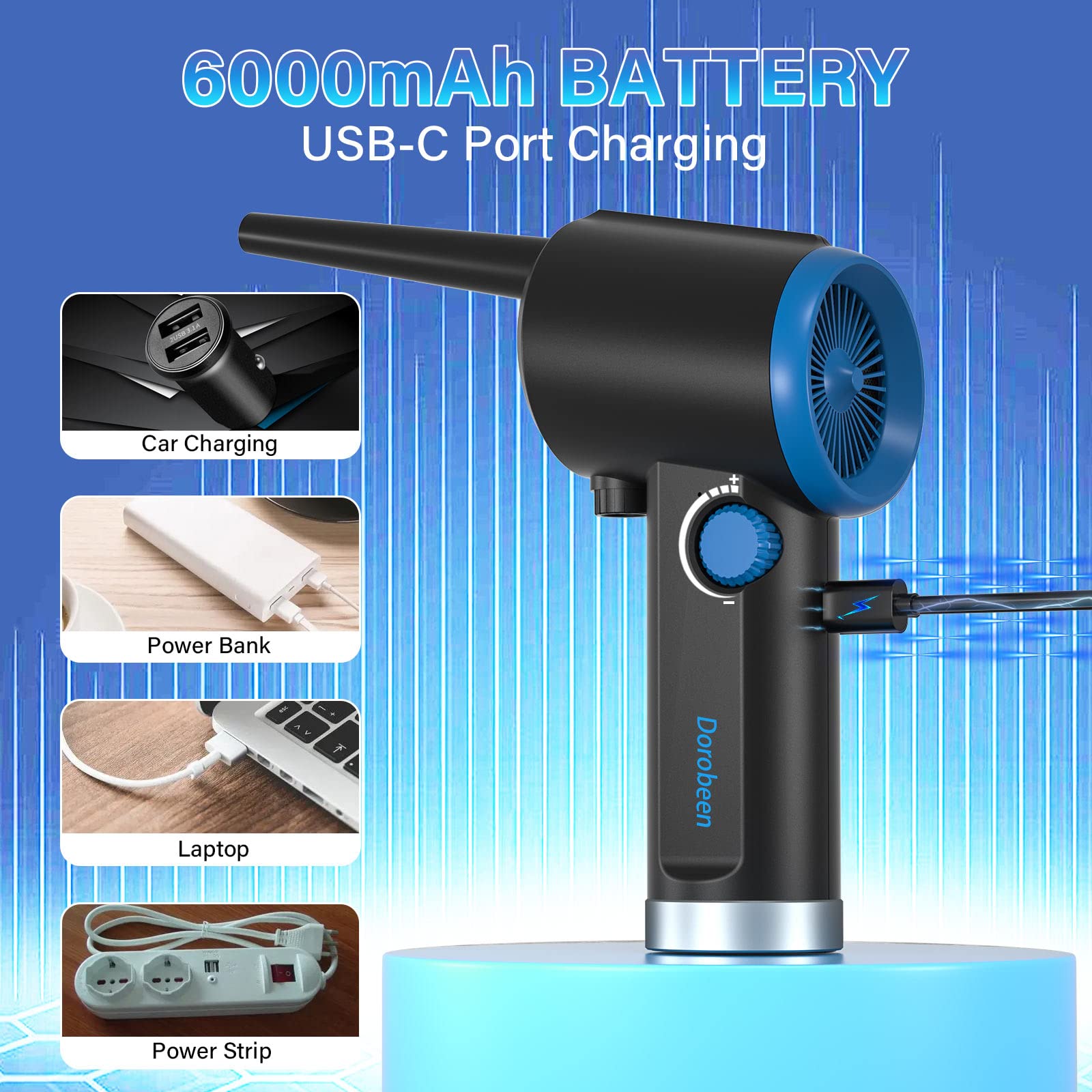 Dorobeen Compressed Air Duster, Electric Air Duster, Cordless Air Duster, Canned Air Duster For Computer, Keyboard Cleaner, Bldc