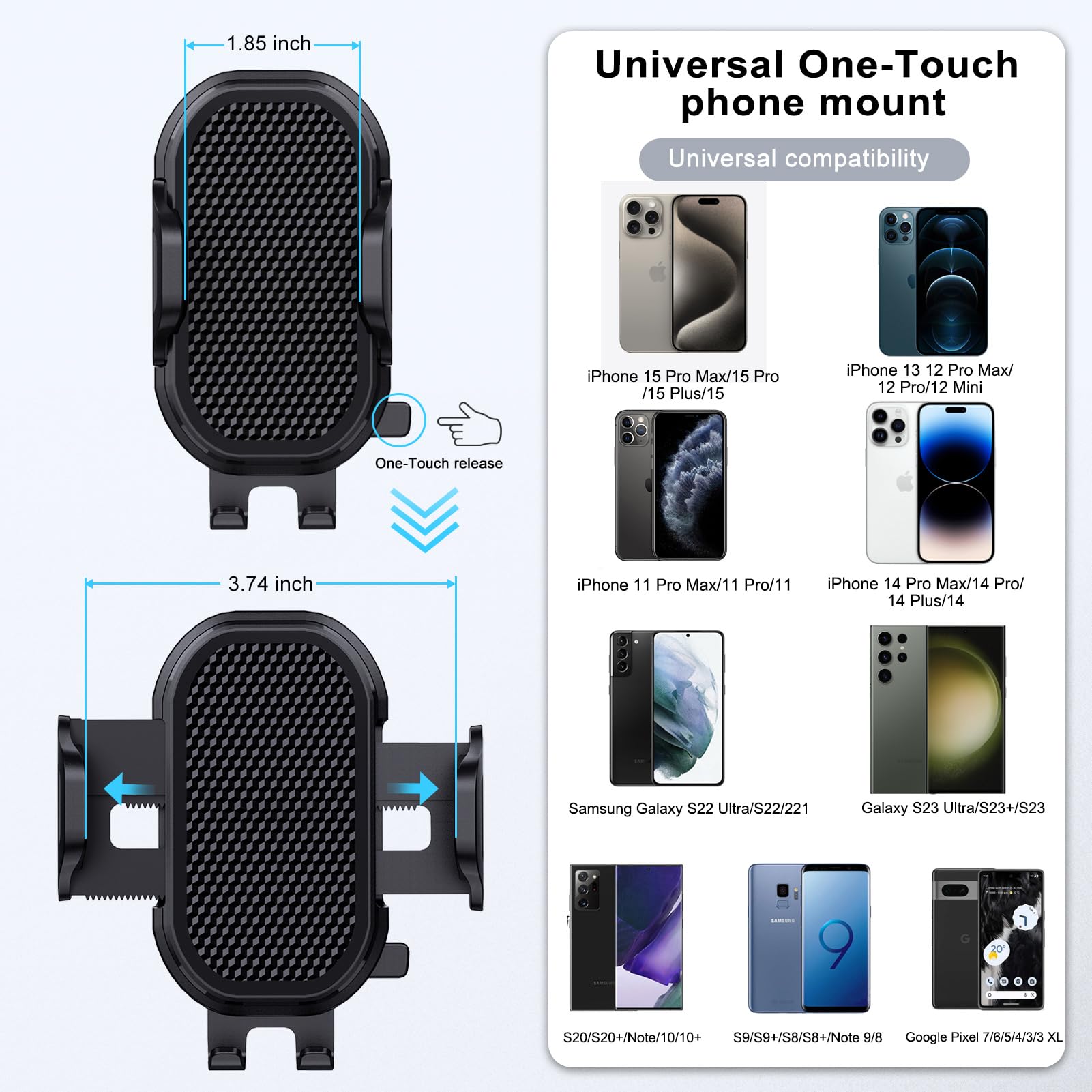 Lopnord Car Phone Holder Mount Cup Holder, Phone Mount For Car Compatible With Iphone 14 13 Pro Max/Samsung Galaxy S23 S22 Ultra/S21/S20, Cell Phone Holder Car Flexible Gooseneck Phone Holder For Car