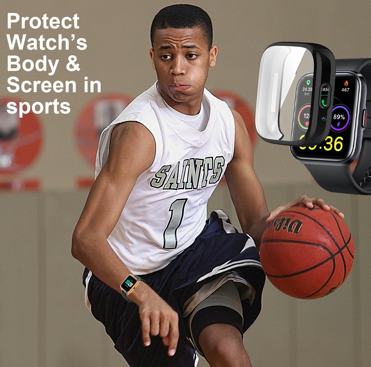 Smaate Watch Cases Compatible With Id208 Plus 1.8    Enomir Fitpolo Quican Tensky Veryfit Smart Watch, Tpu Case With Screen Prot