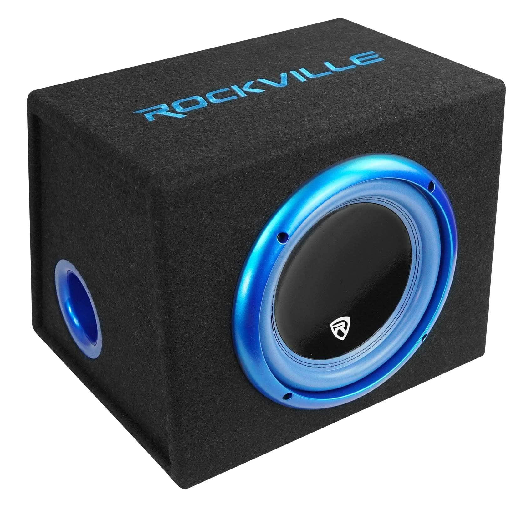 Rockville RVB10.1A 10 Inch 500W Active Powered Car Subwoofer+Sub Enclosure Box, Black