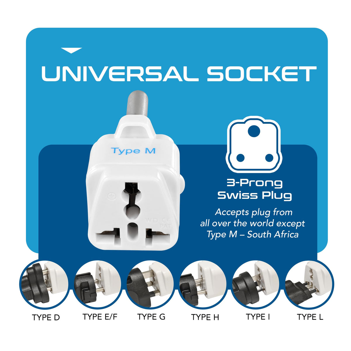 Ceptics Type M Travel Adapter 3 Pack White 3000W – Electroeshop