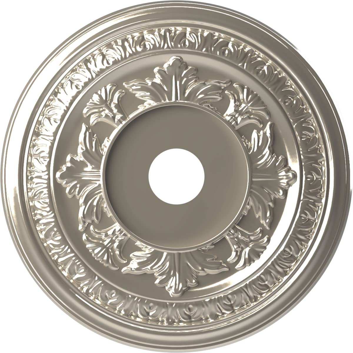Ekena Millwork CMP22BABCR Baltimore Thermoformed PVC Ceiling Medallion (Fits Canopies up to 7 3/4), 22OD x 3 1/2ID x 1P, Bright 