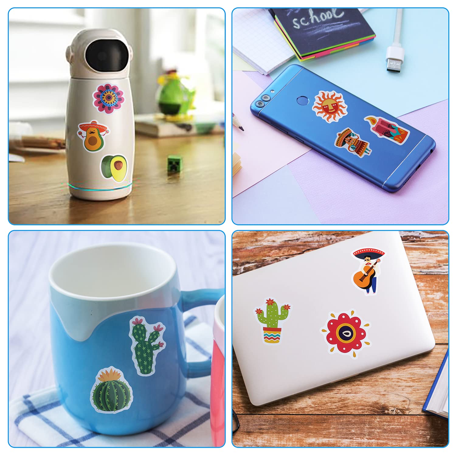 100 Pack Mexican Fiesta Stickers, Mexican Taco Cinco De Mayo Party Favors, Party Decorations