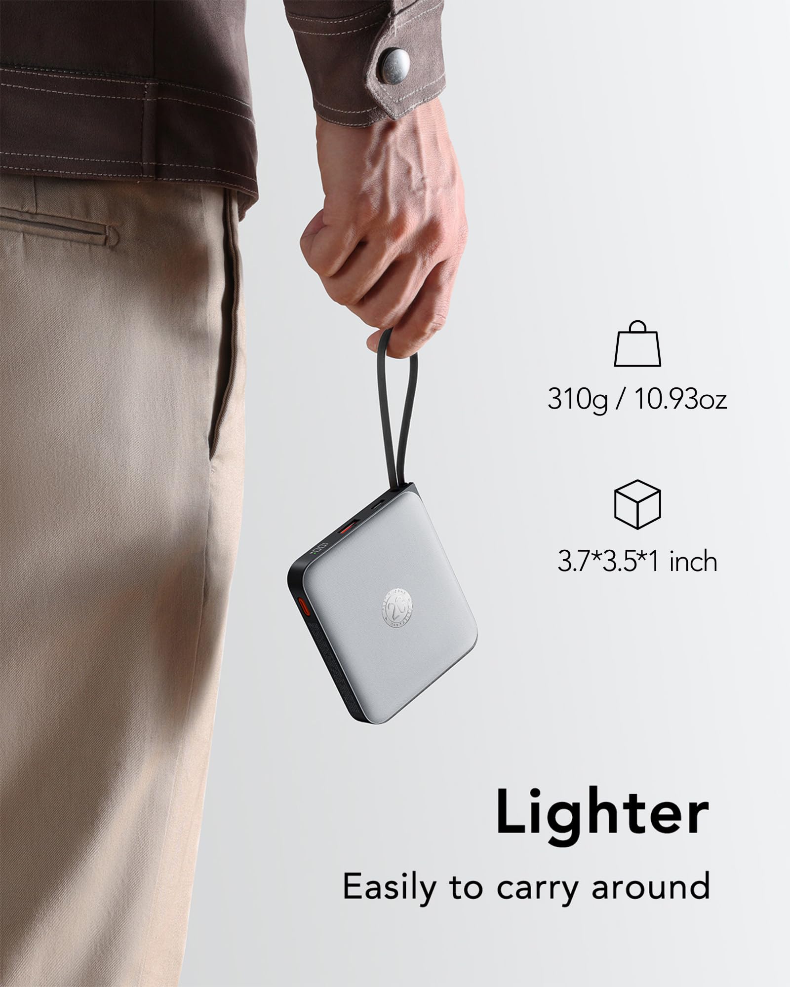 Vrurc 20000Mah Portable Phone Charger With 4 Built-In Cables, Power Bank Fast Charging 22.5W Usb C Battery Pack, For Iphone 16 1