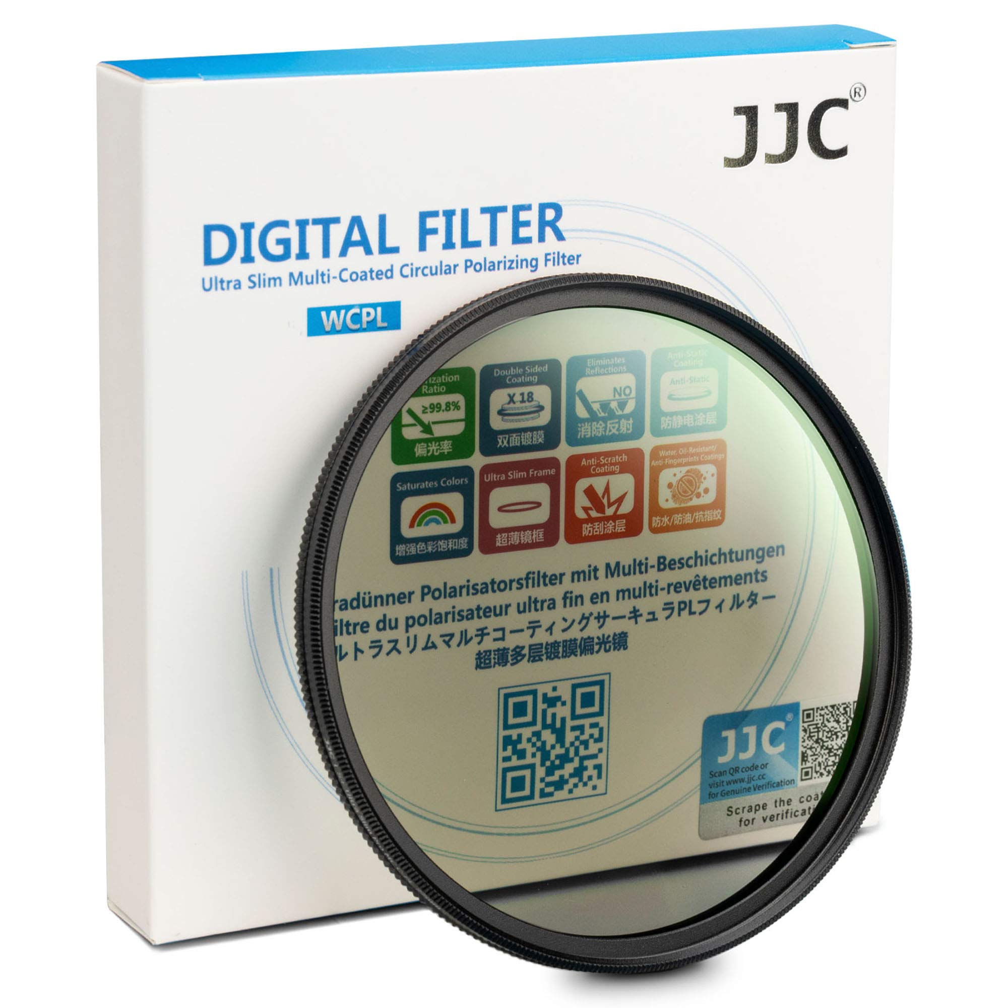 Jjc Professional 62Mm Circular Polarizer Polarizing Filter Hd 18 Layer Cpl Filter For Sony E 10 18Mm F4, Nikon Z 35Mm F1.8 S, Fu