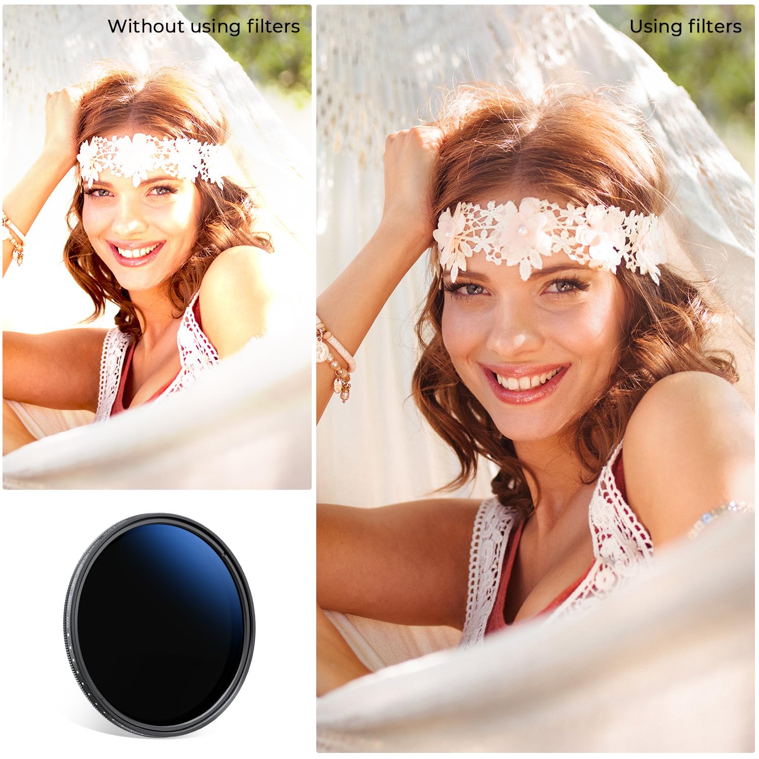 K&F Concept 62Mm Variable Nd2 2000 (1 11 Stops) Nd Camera Lens Filter 18 Multi Coated Adjustable Neutral Density Filter With 3 V